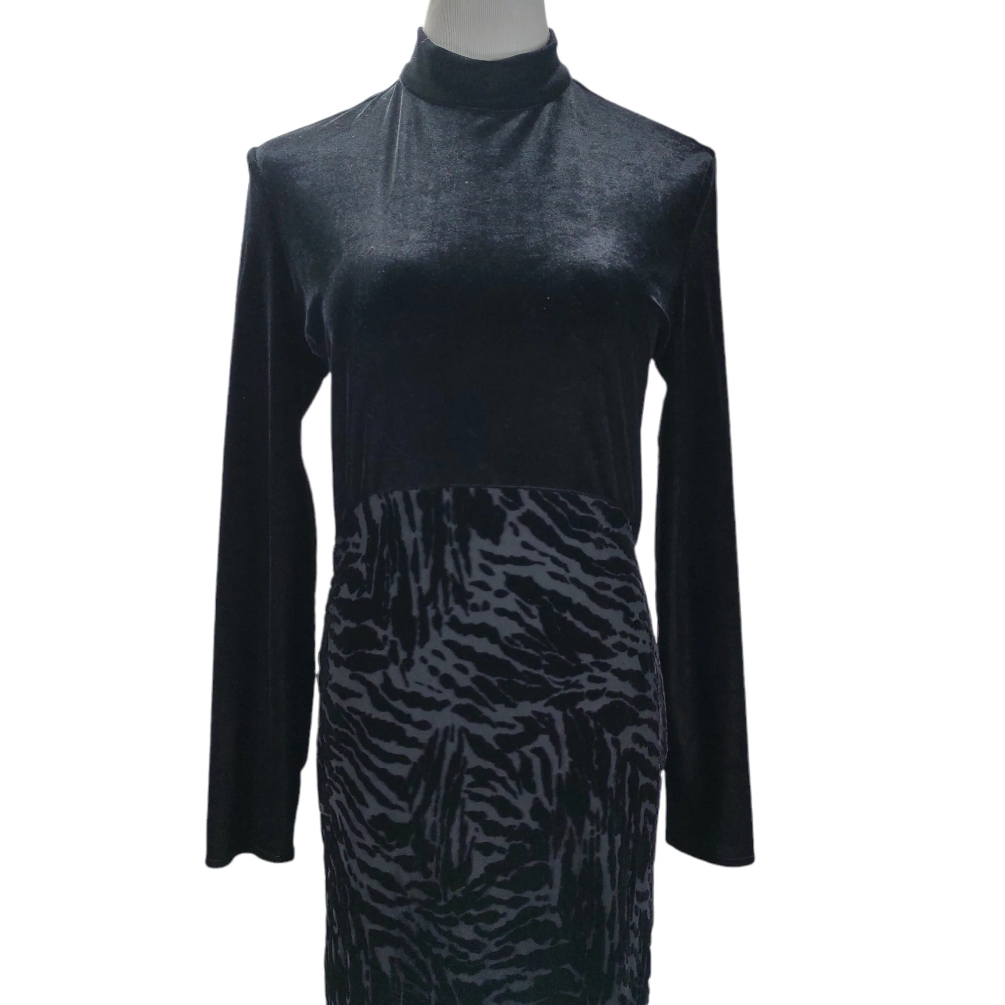 90s Modest Minimalist Formal Dress Burnout Velvet By Kelly Graham New York - Image 3