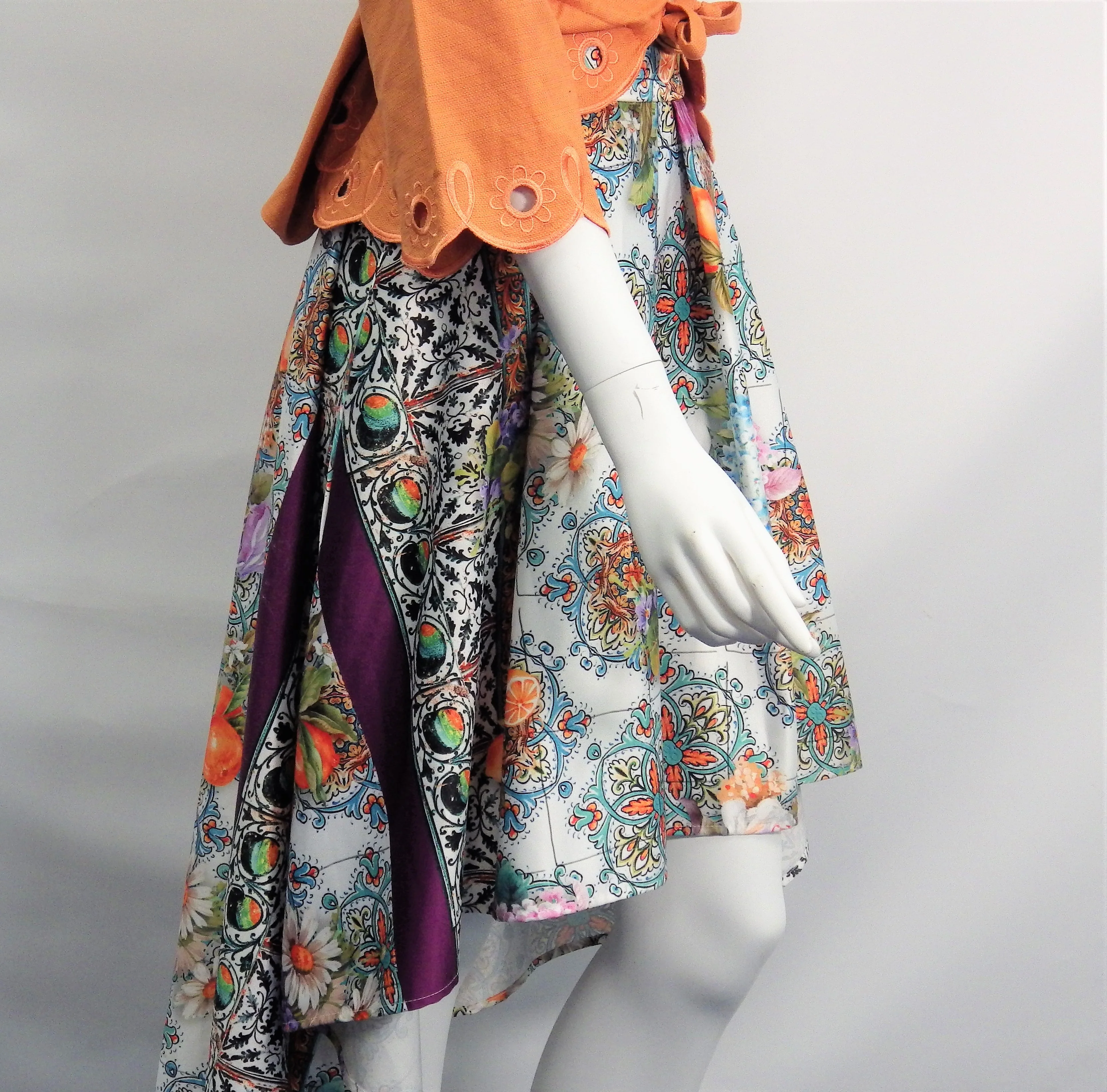 90s Multicolor High Low Skater Skirt By Imperial - Image 3