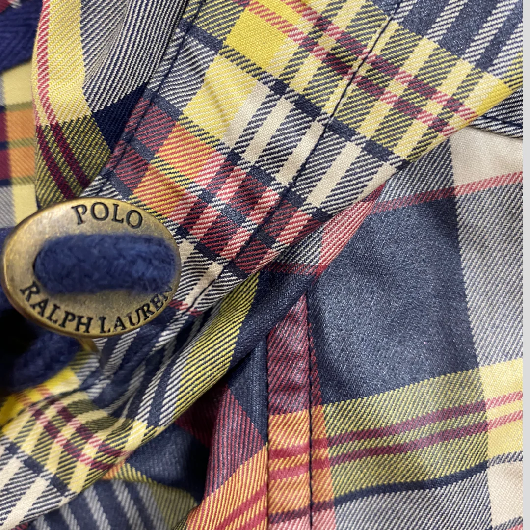 90s Multicolor Plaid Coated Cotton Hooded Jacket By Polo Ralph Lauren - Image 4