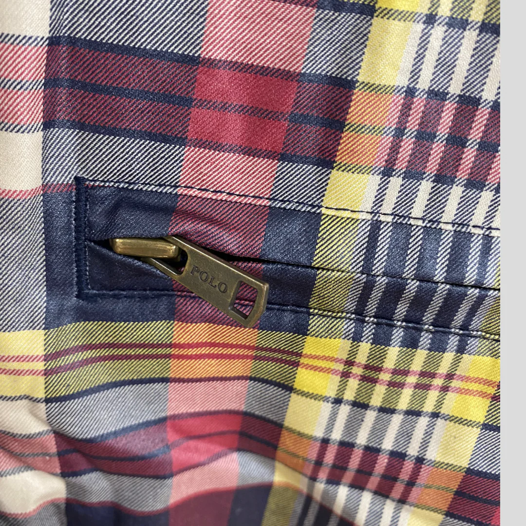 90s Multicolor Plaid Coated Cotton Hooded Jacket By Polo Ralph Lauren - Image 6