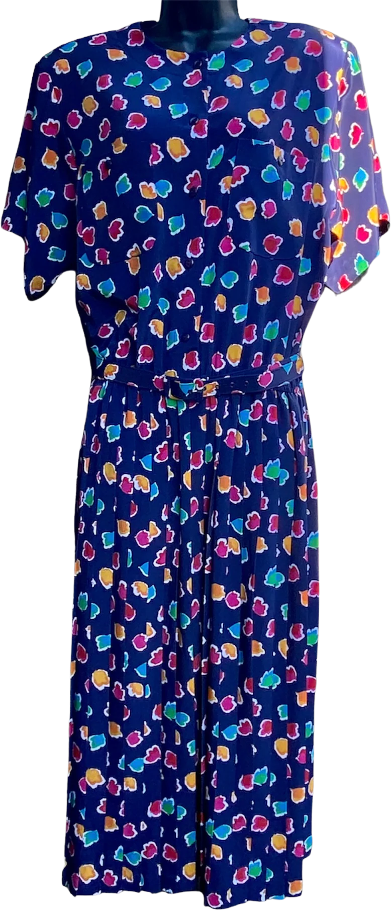 90s Multicolor 'popcorn' Pleated Dress By Liz Roberts