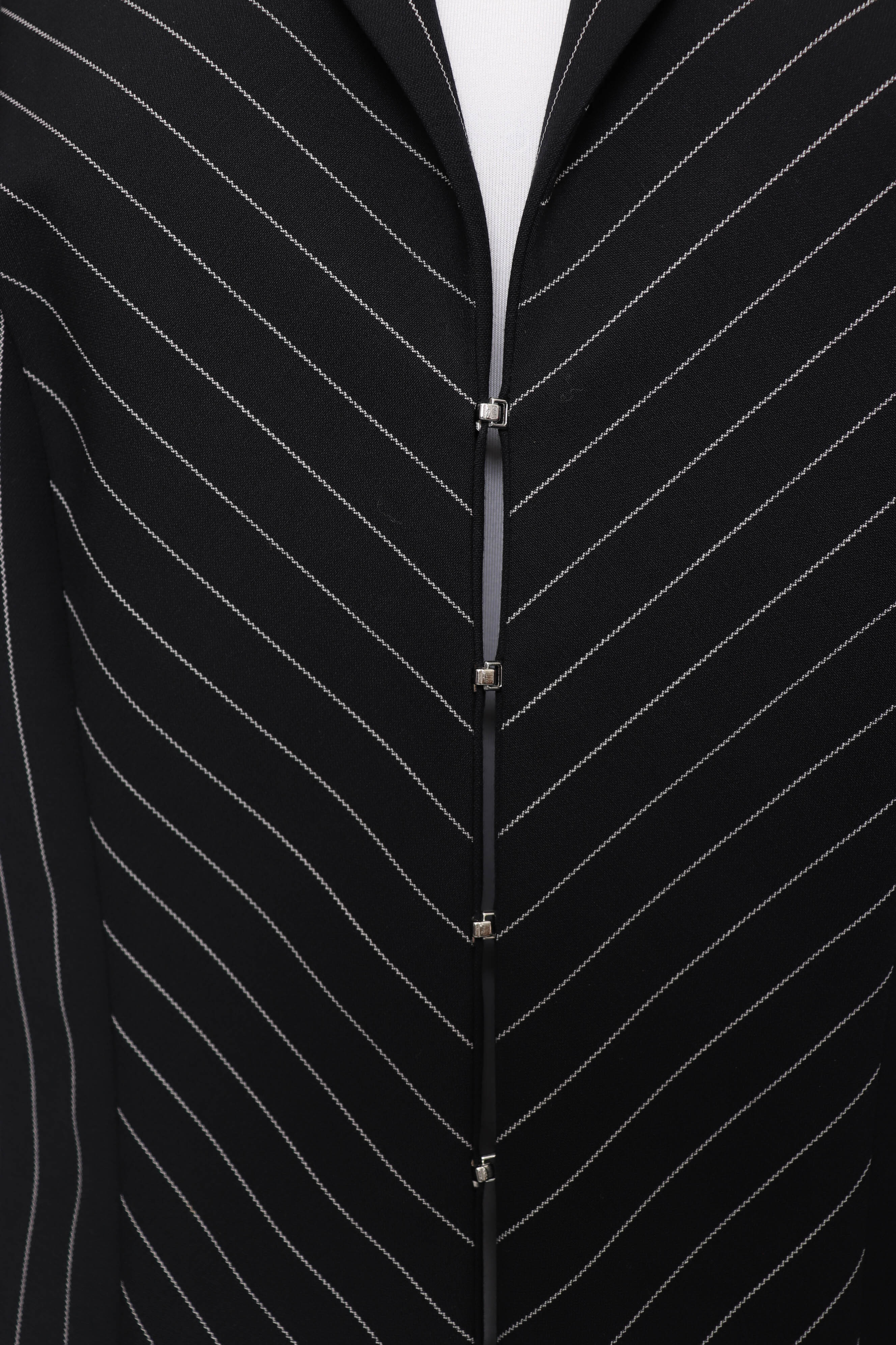 90s Navy Blue and White Pinstripe Wool Gabardine Blazer L/xl by Escada - Image 10