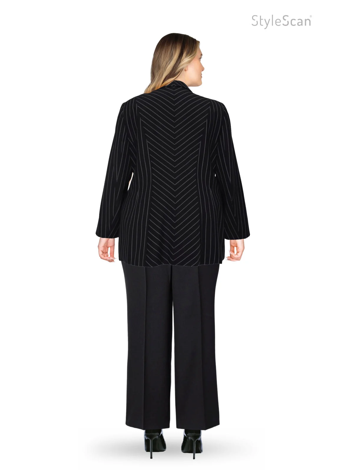 90s Navy Blue and White Pinstripe Wool Gabardine Blazer L/xl by Escada - Image 3