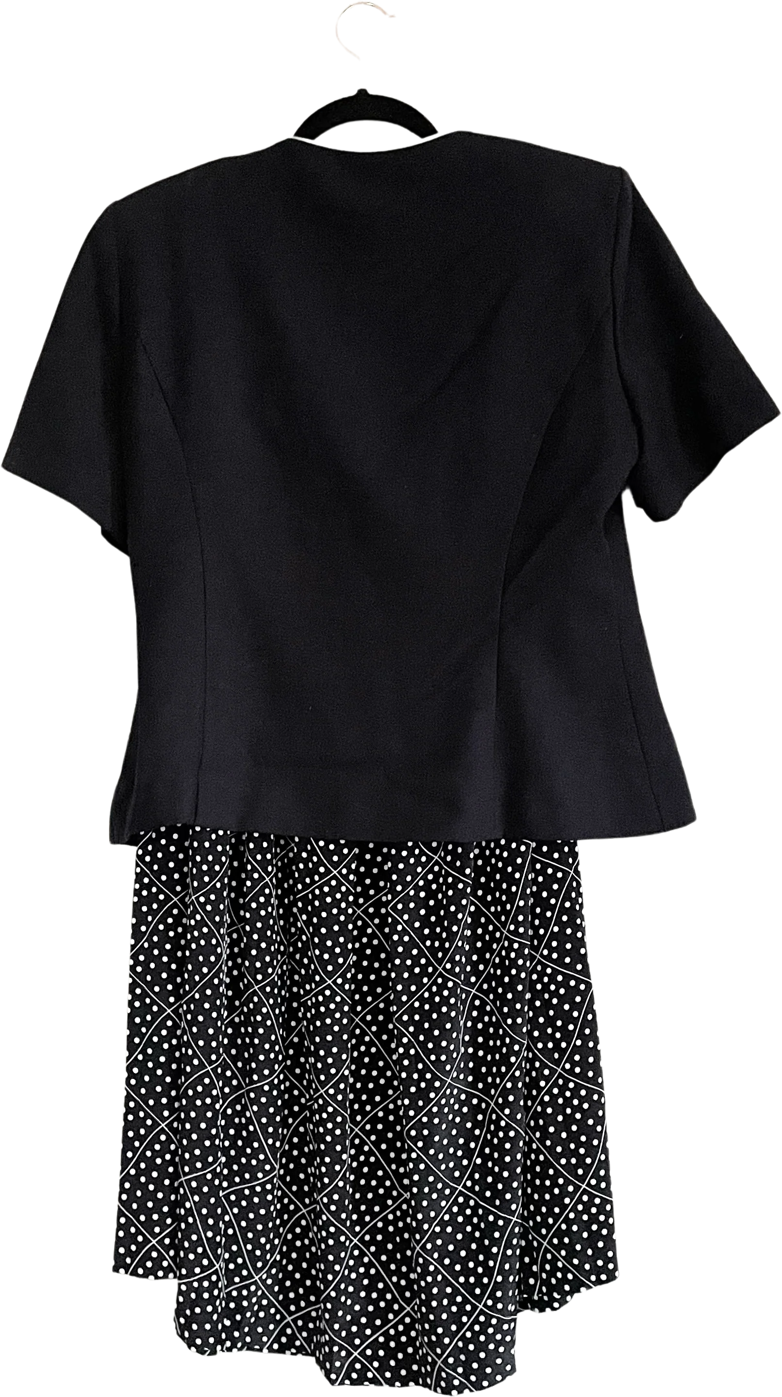 90s Navy Polka Dot Skirt Suit By Leslie Fay - Image 2
