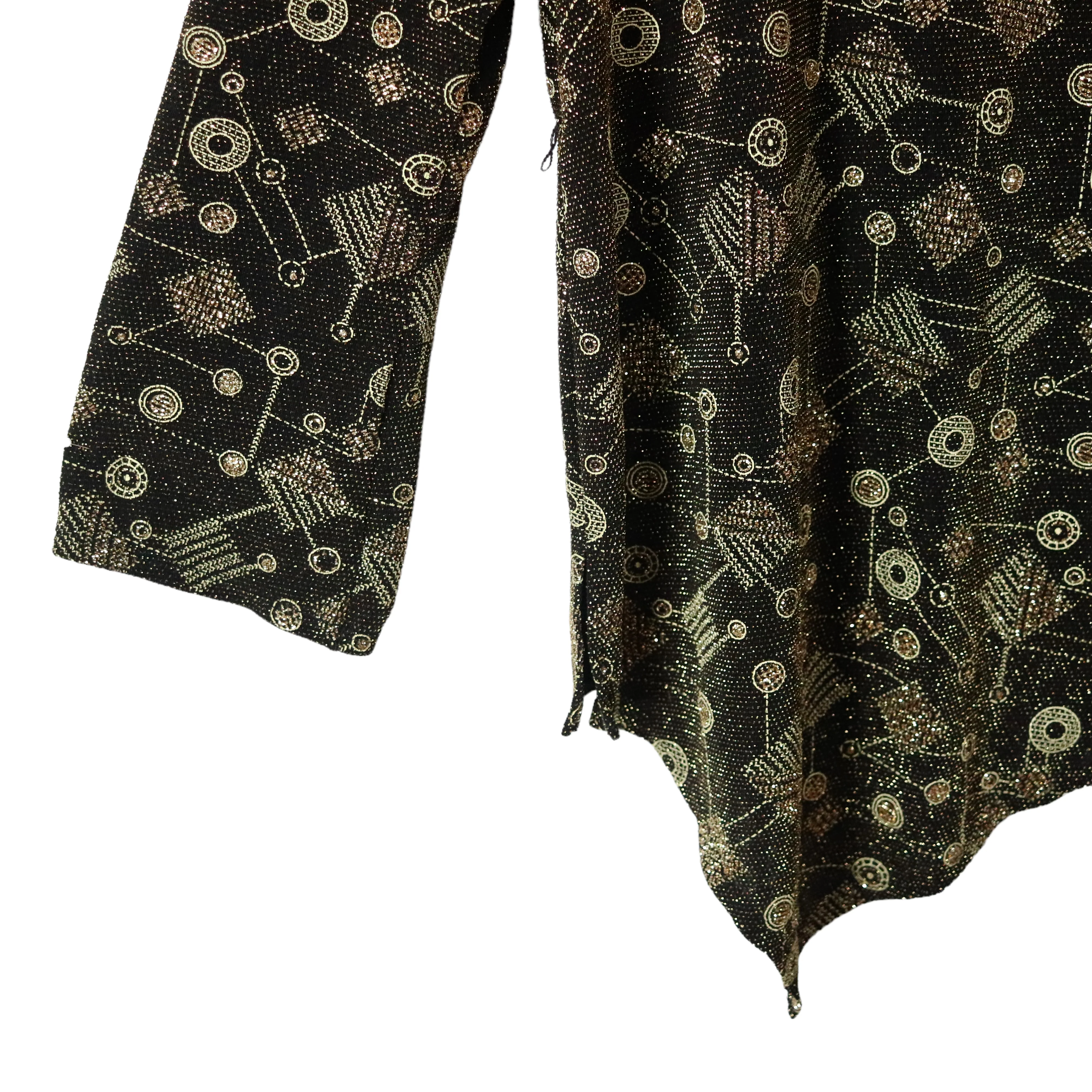 90s New Deadstock Gold Glitter Asymmetrical Tunic Top By Mirasol - Image 10