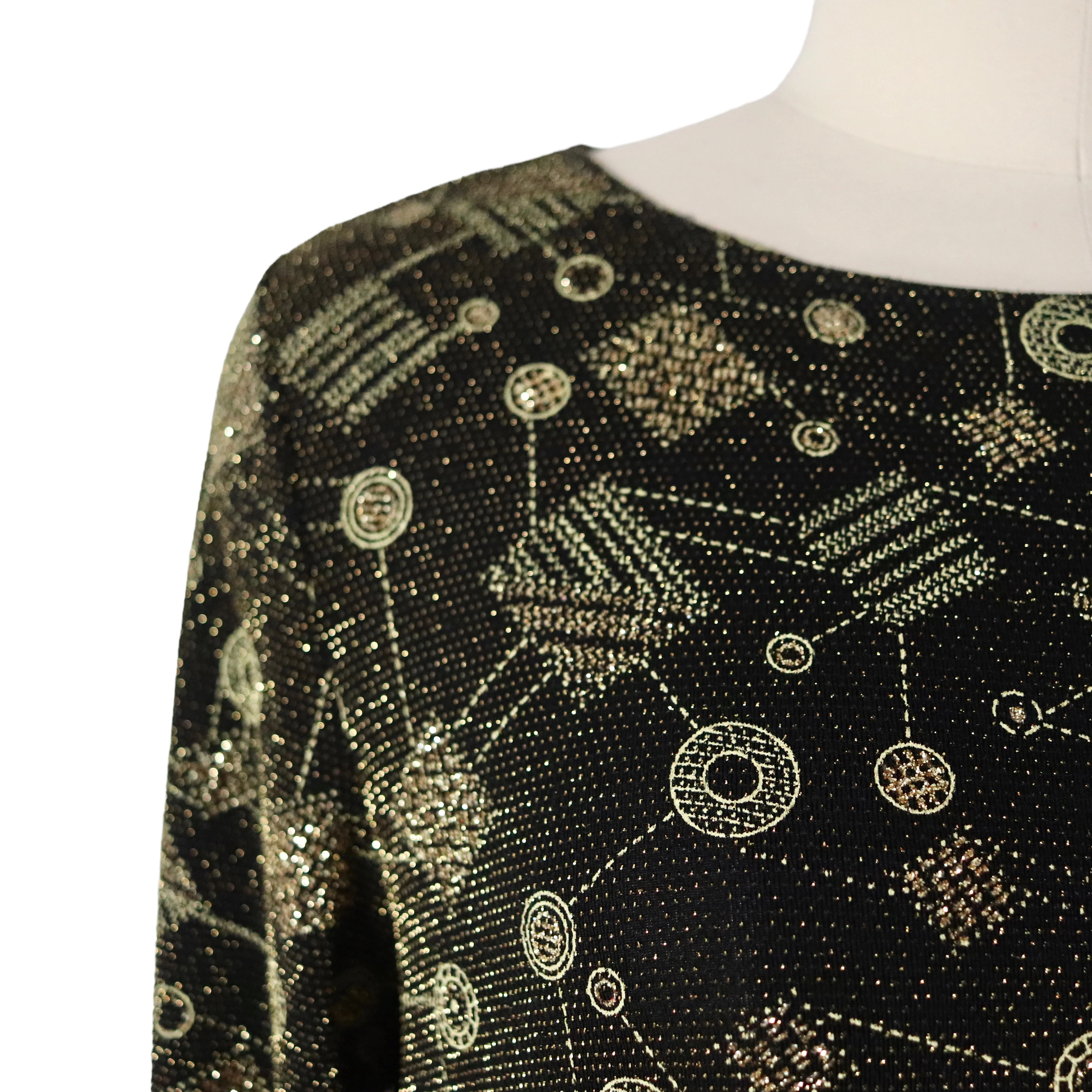 90s New Deadstock Gold Glitter Asymmetrical Tunic Top By Mirasol - Image 8