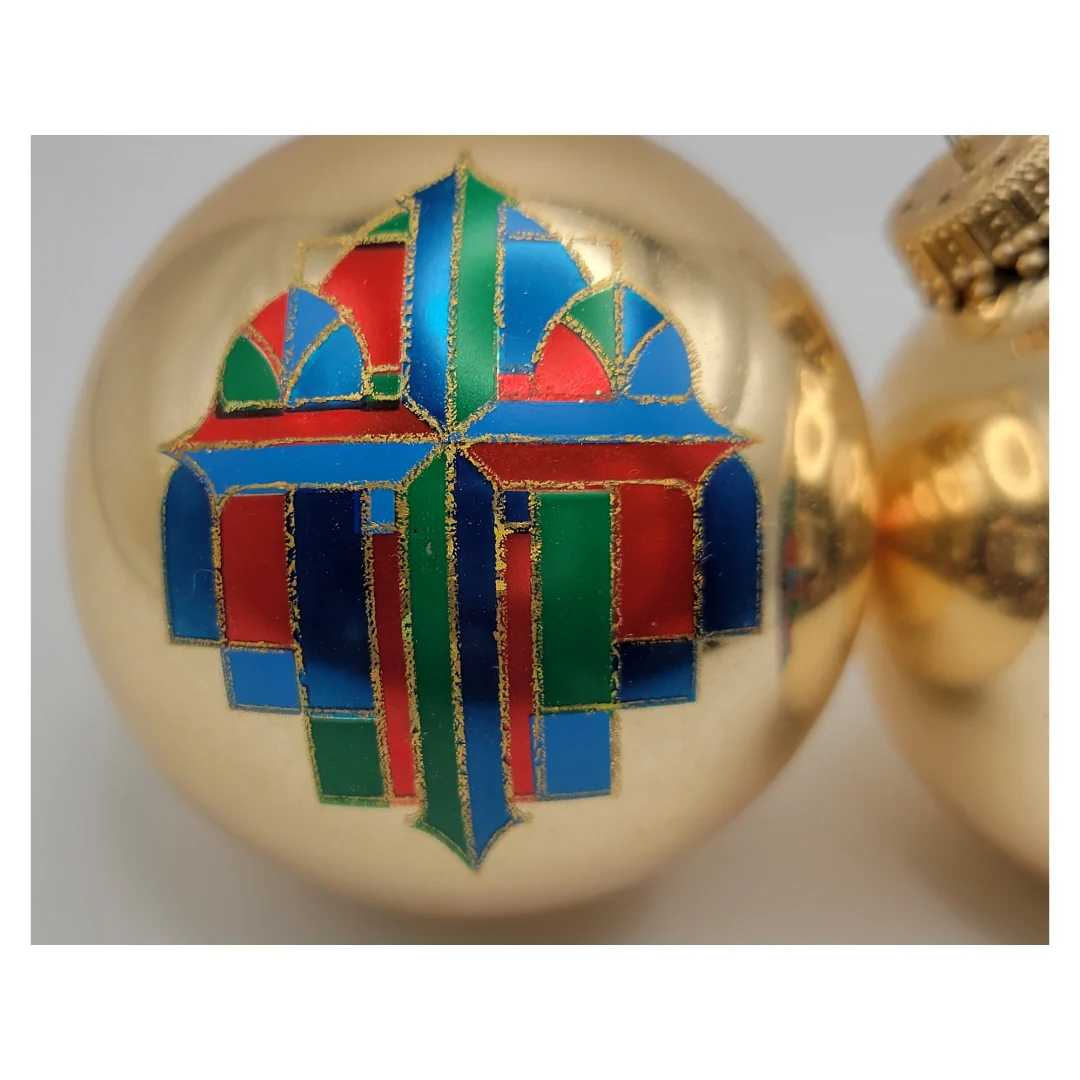 90s New Mexico Stain Glass Cross Christmas Ornaments - Image 2
