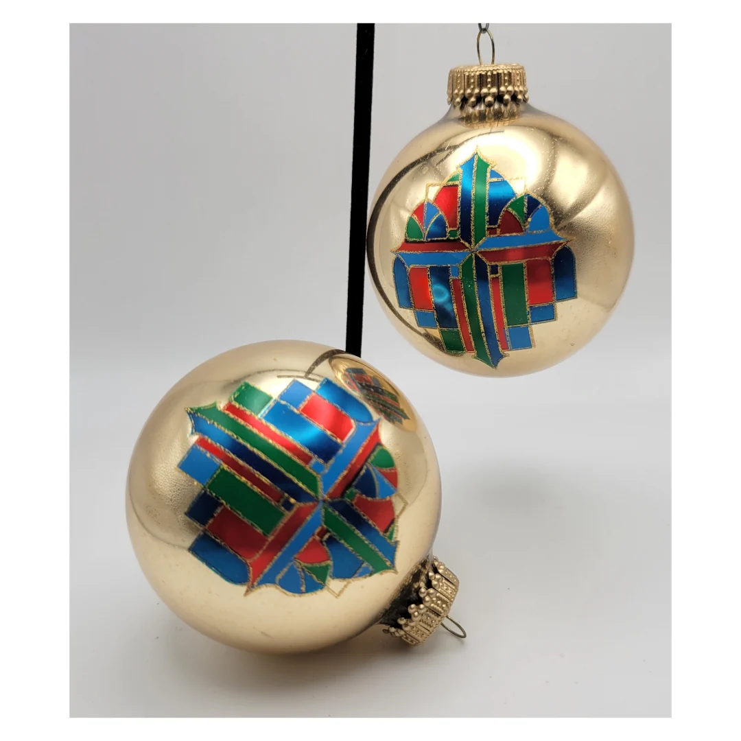 90s New Mexico Stain Glass Cross Christmas Ornaments - Image 4