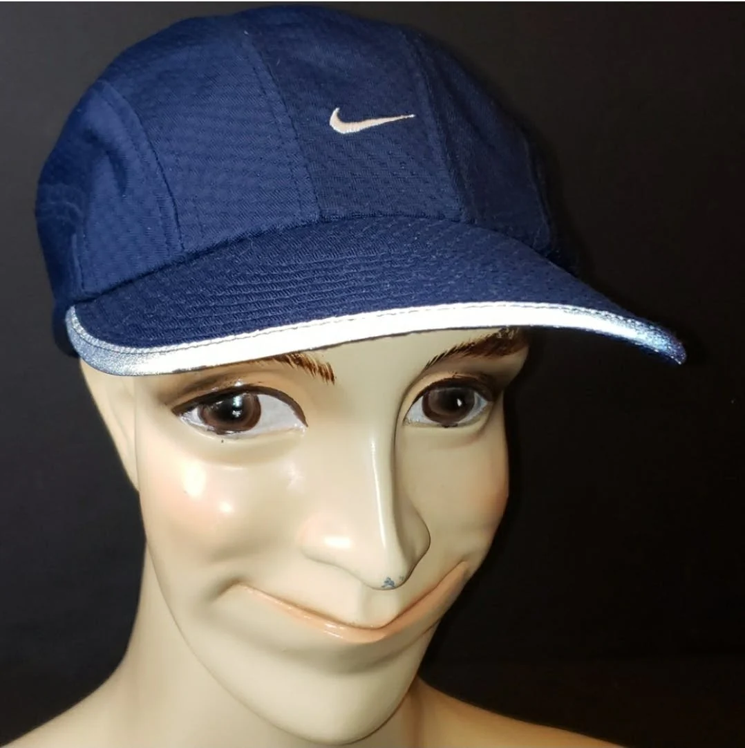 90's Dri Fit Navy Running Mesh Hat by Nike - Image 5