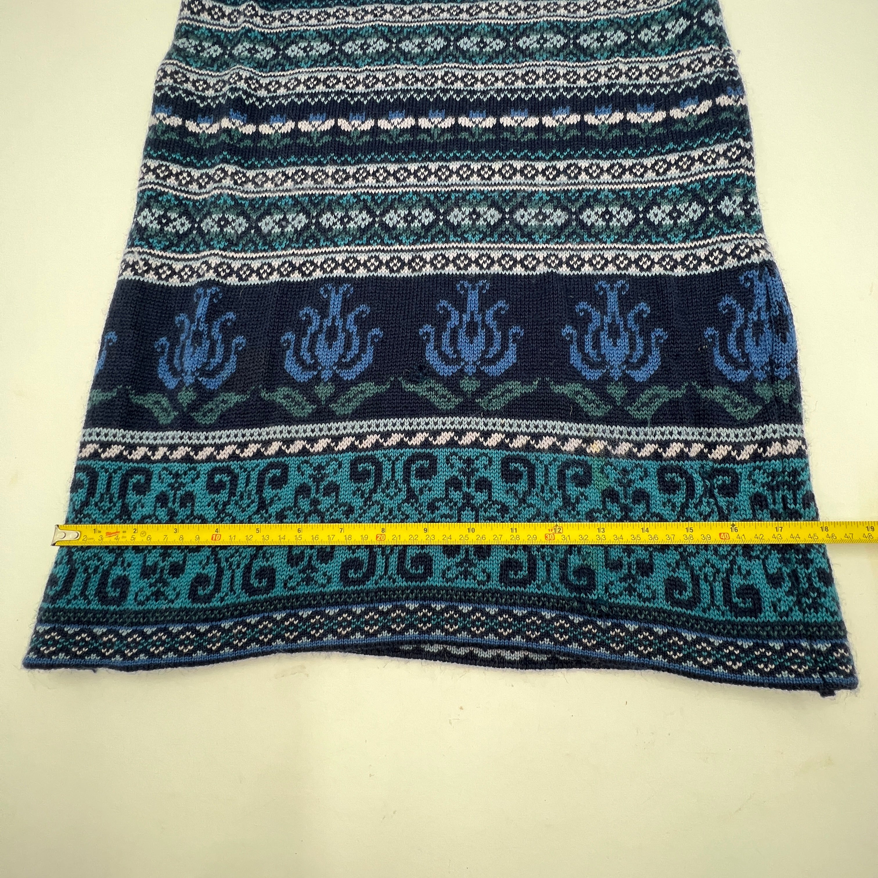 90s Nordic Fairisle Knit Wool Skirt By Laura Ashley - Image 12