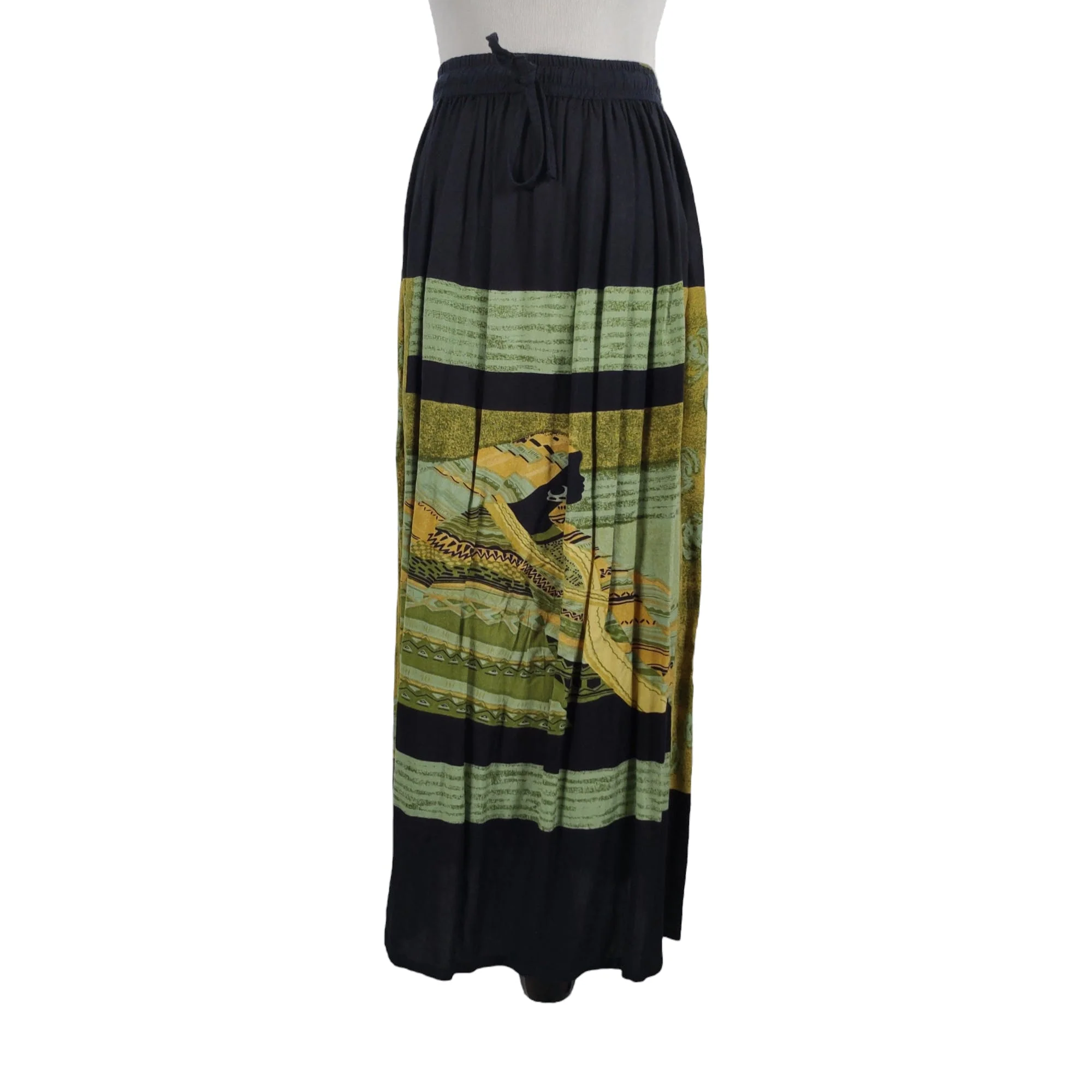 90s Novelty Woman Print Challis Maxi Skirt by Afro by Belma New York - Image 3
