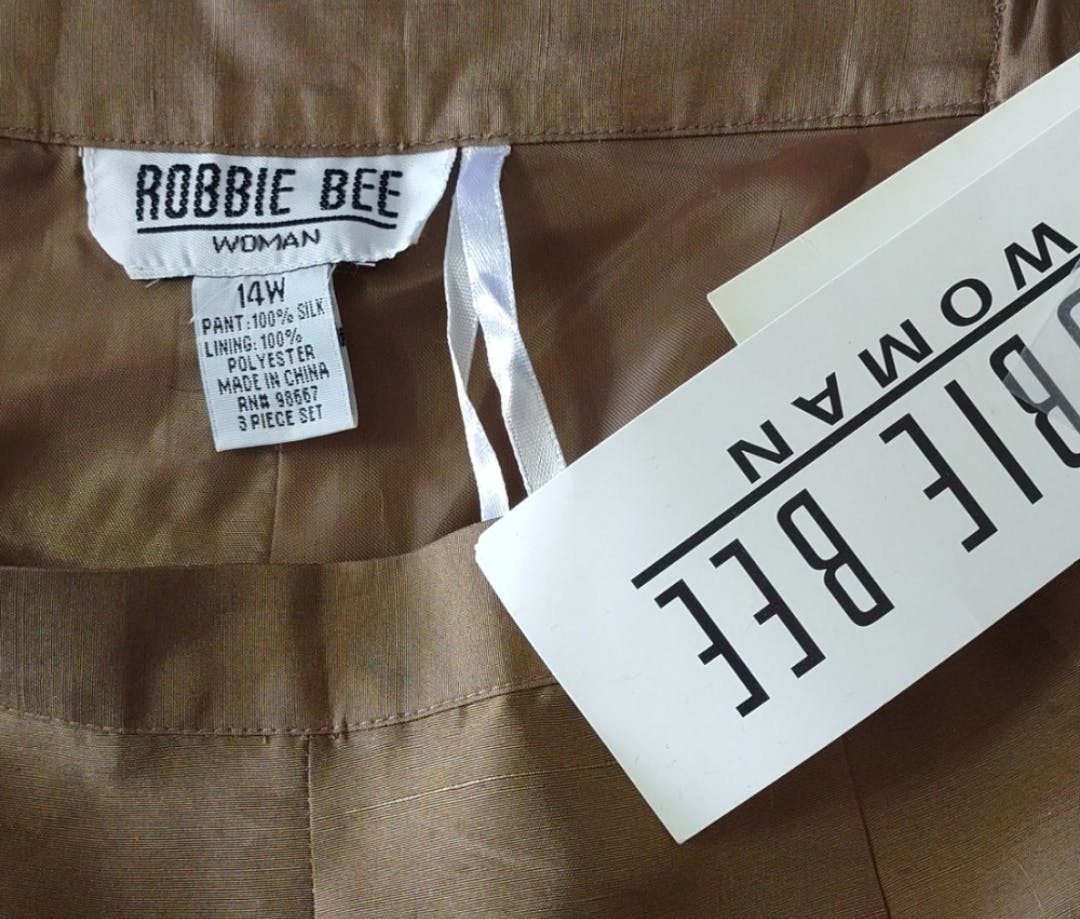 90's Golden Tan Silk Pants by Robbie Bee Woman - Image 6