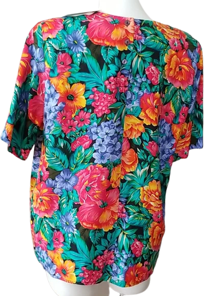 90s Nwt Floral Silk Blouse Top With Shoulder Pads By Talbots - Image 2