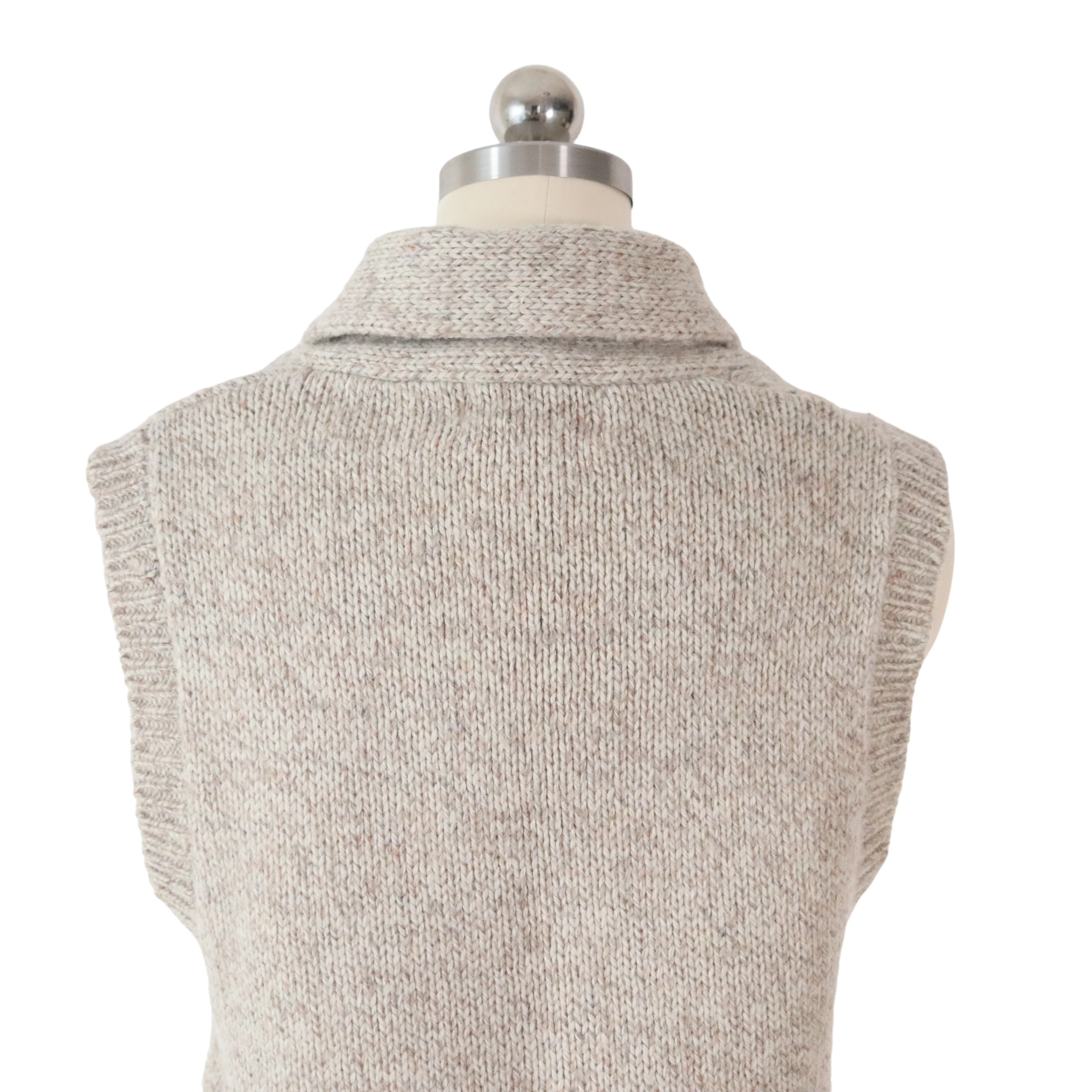 90s Oatmeal Heather Shawl Collar Sweater Vest Top By Charisma - Image 4