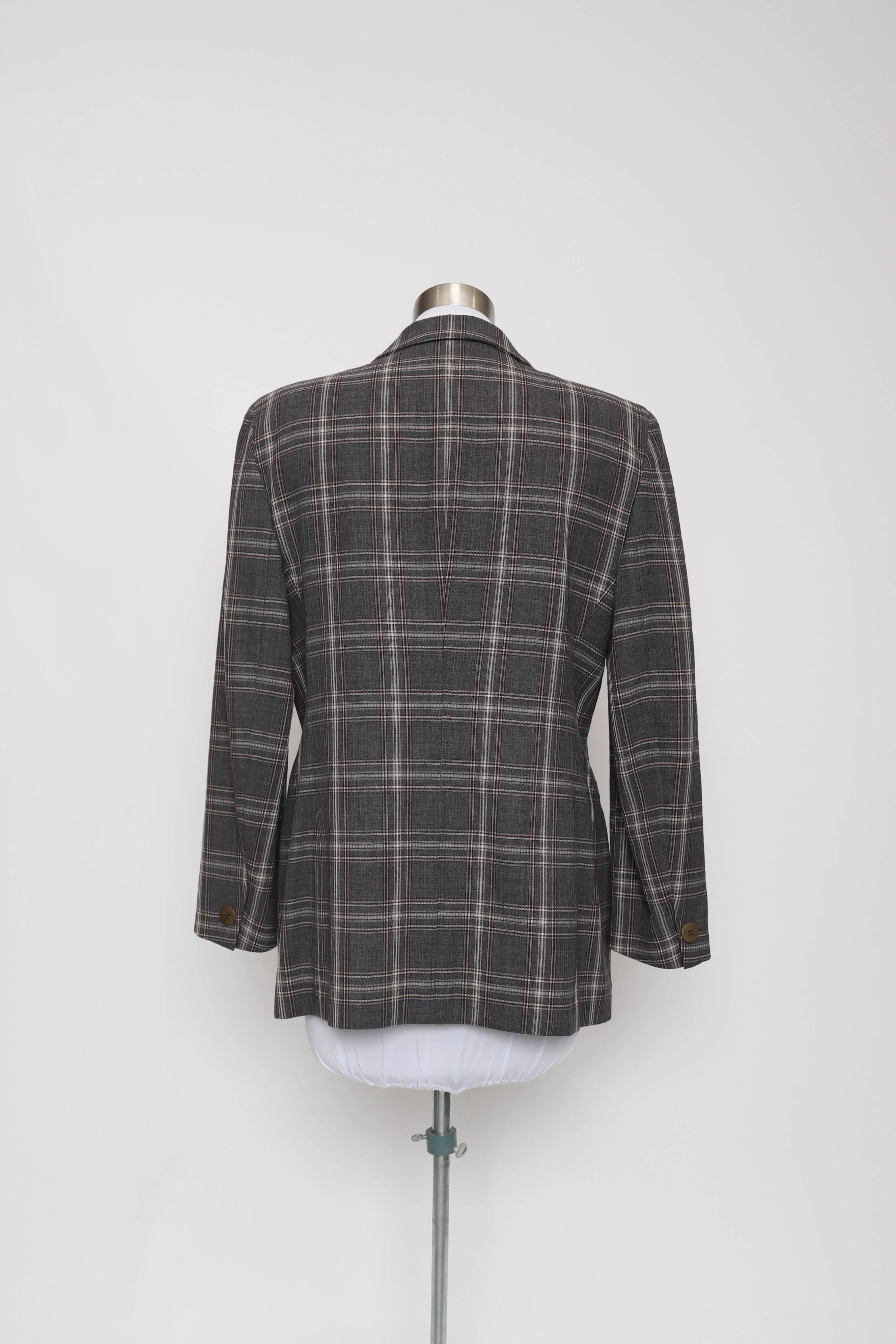 90s Olive Plaid Blazer L by Giorgio Armani - Image 5