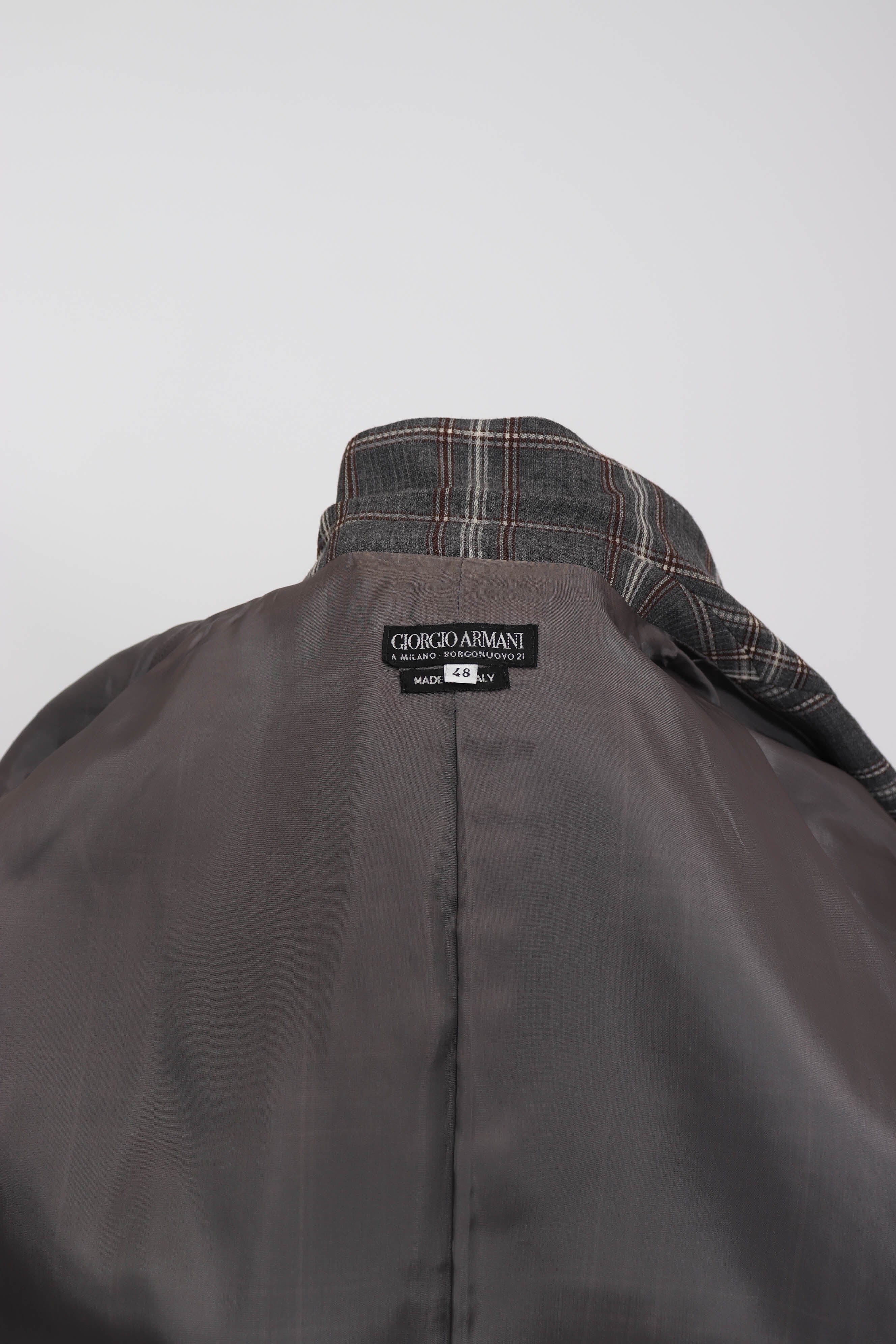 90s Olive Plaid Blazer L by Giorgio Armani - Image 7
