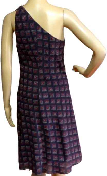 90s One Bow Shoulder Artsy Deco Silk Dress By Laundry by Shelli Siegel - Image 2