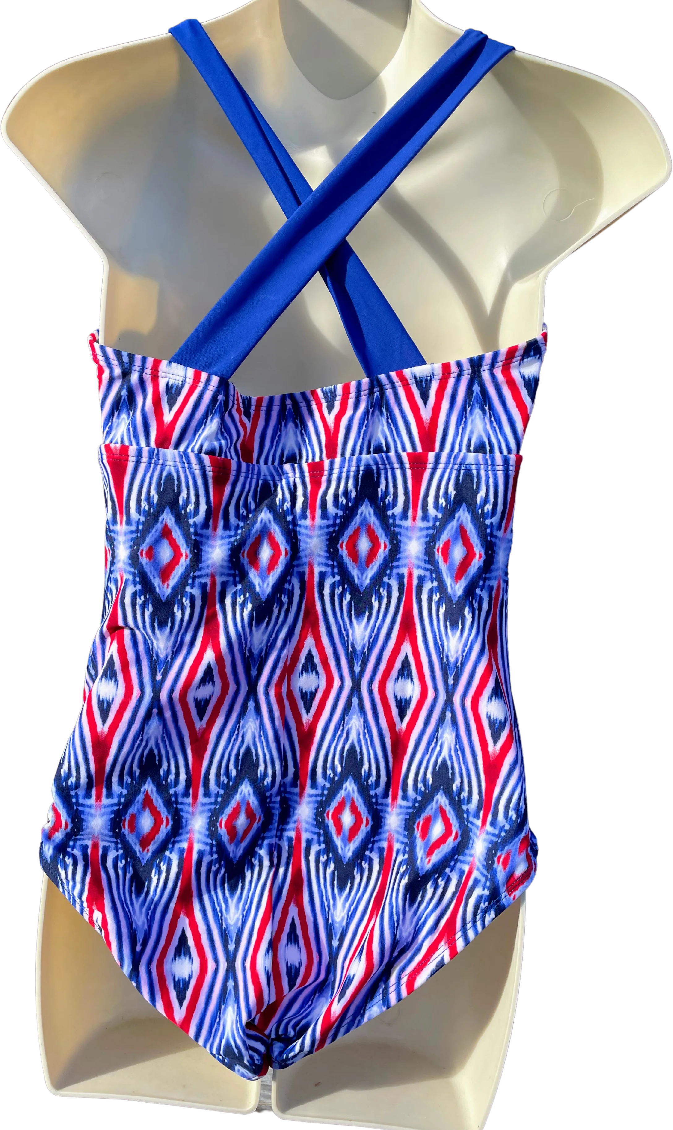 90s One Piece Swim Suit Red White Blue Abtract Print By Catalina - Image 2