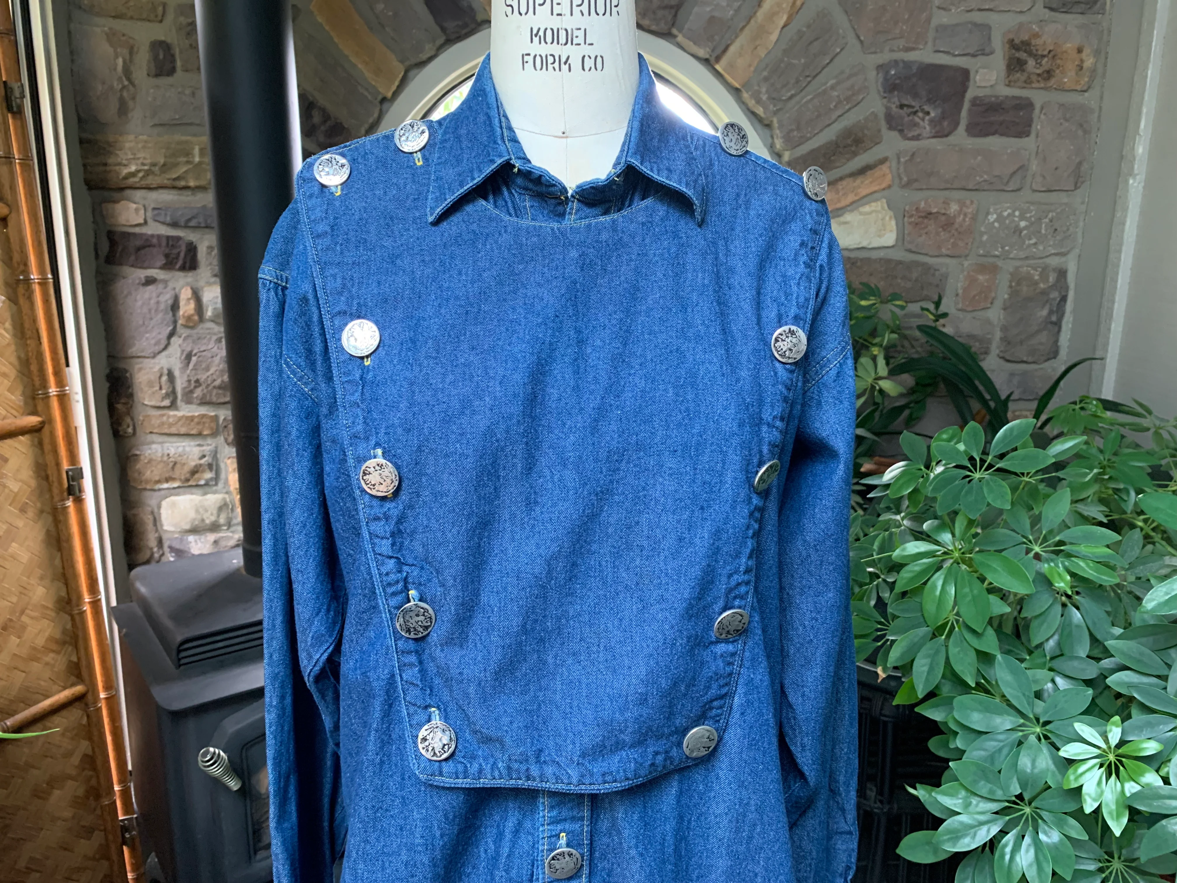 90s Oversized Denim Shirt Decorative Silver Buttons By Rockmount Ranch Wear - Image 3