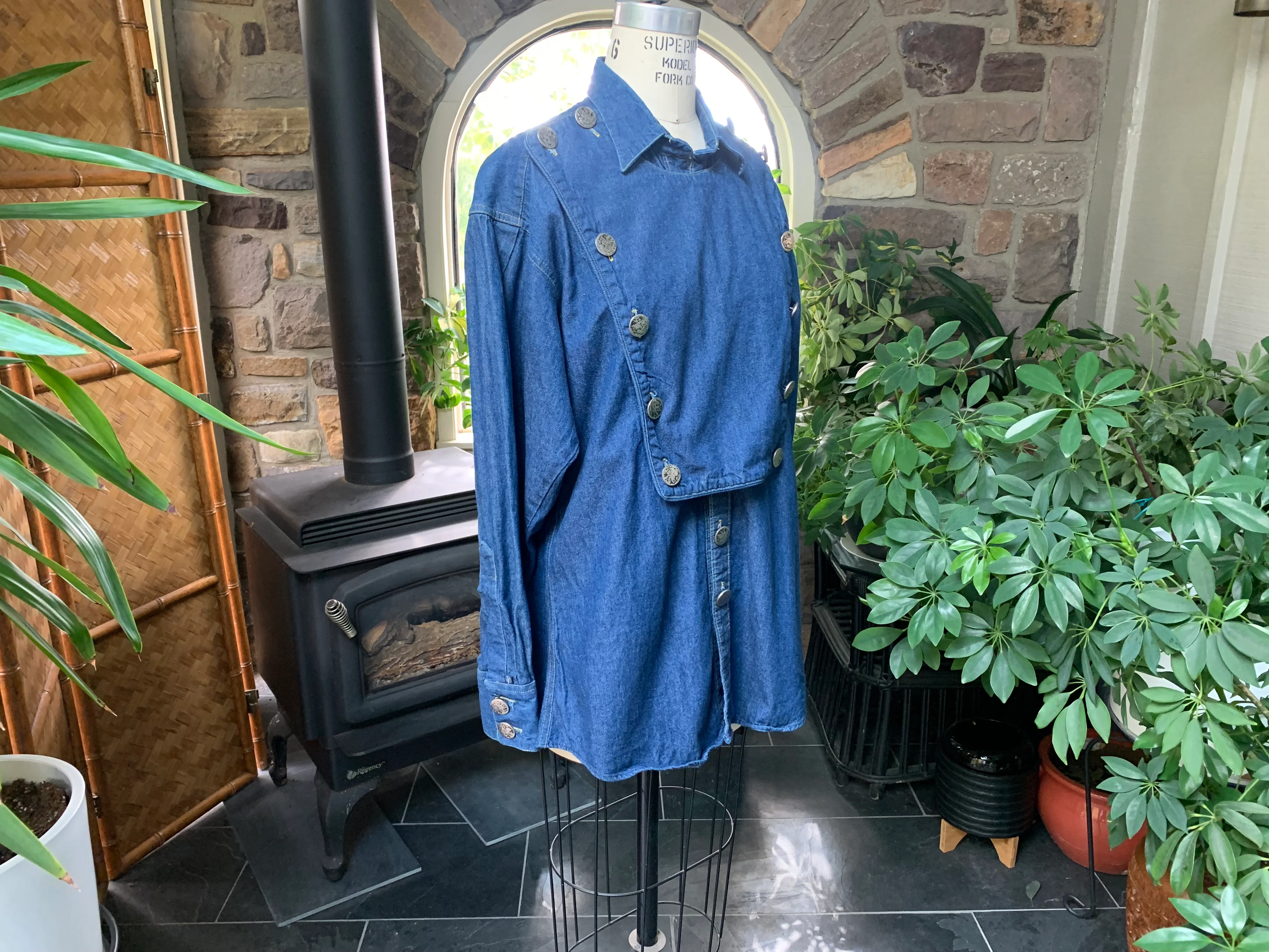 90s Oversized Denim Shirt Decorative Silver Buttons By Rockmount Ranch Wear - Image 9