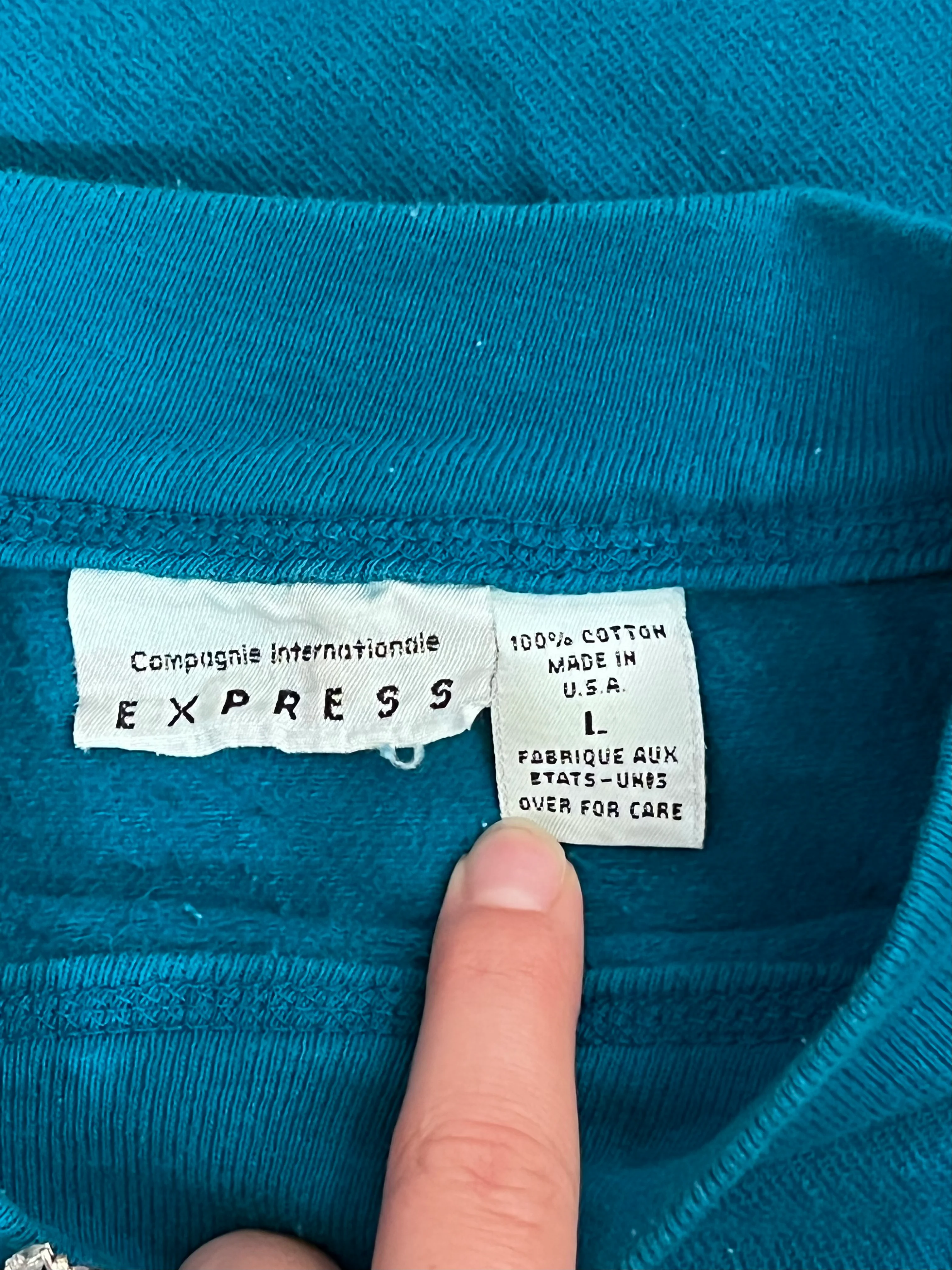 90s Oversized Teal Crewneck Sweatshirt By Compagnie Internationale Express - Image 6