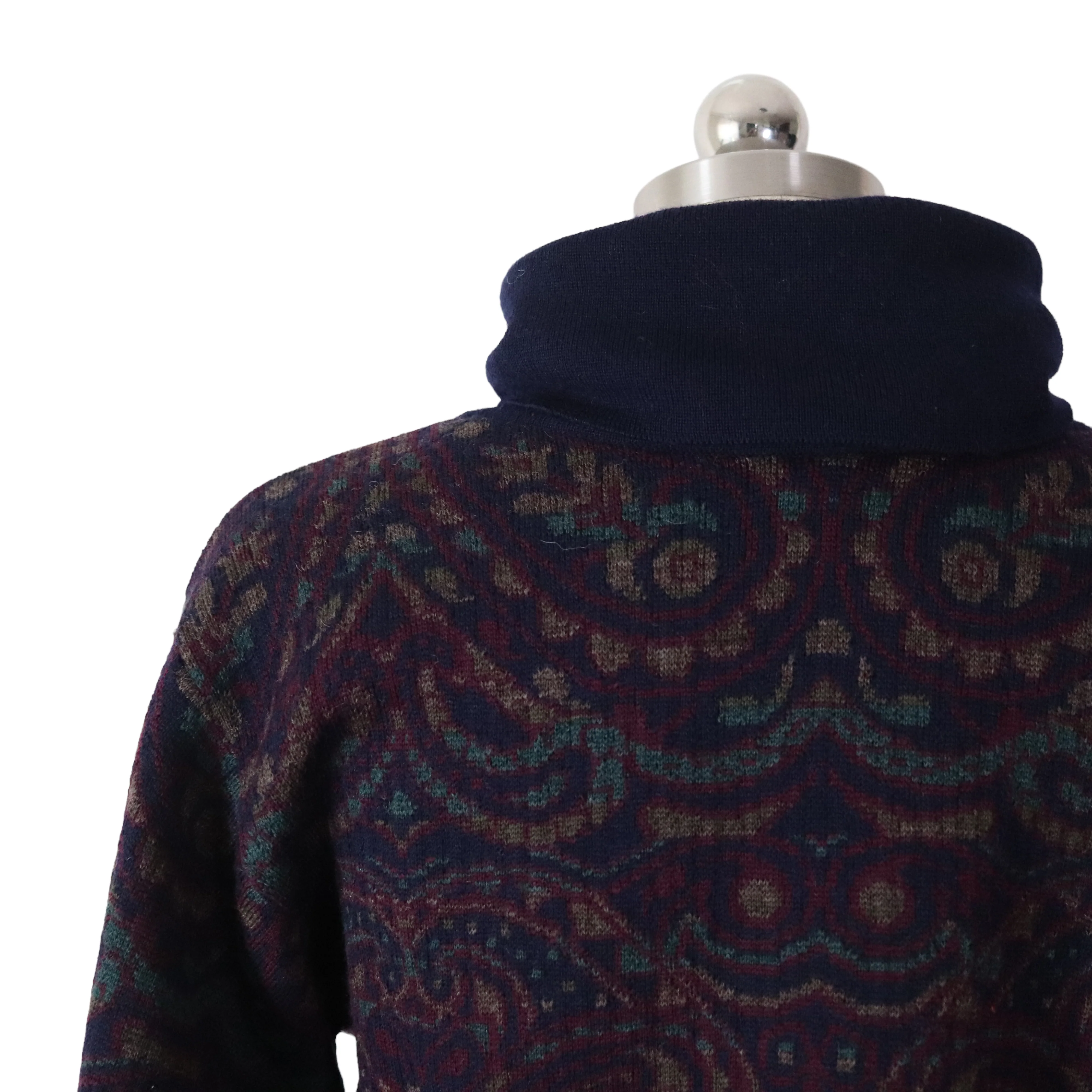 90s Paisley 100% Pure Wool Cowl Neck Sweater By Tricots St Raphael - Image 5
