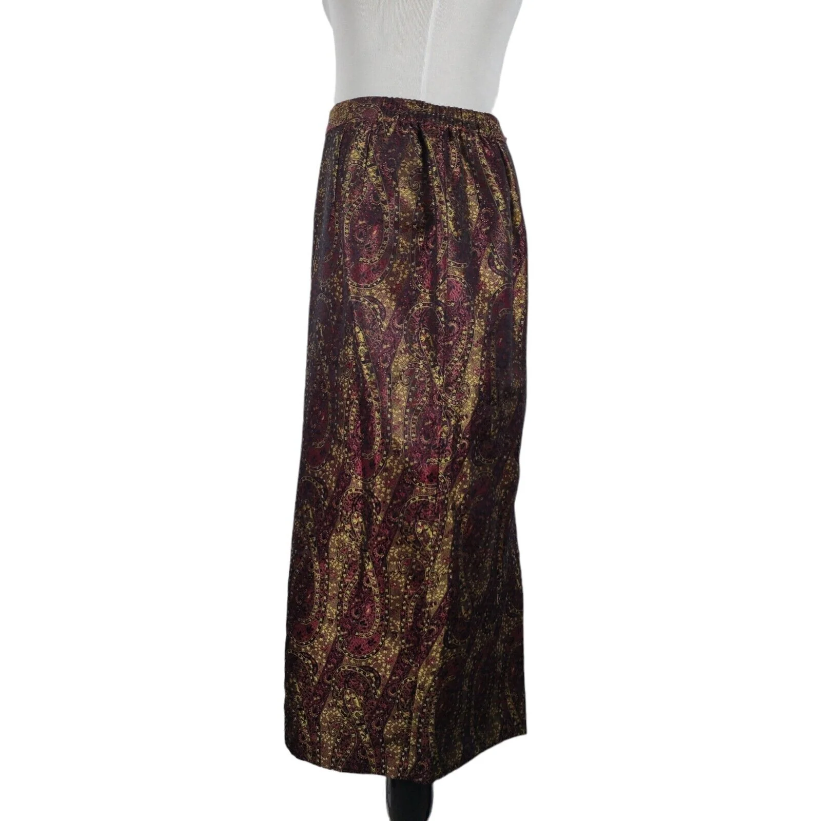 90s Paisley Brocade Faux Fur Trim Midi Skirt Suit By Donna Vinci Couture - Image 9
