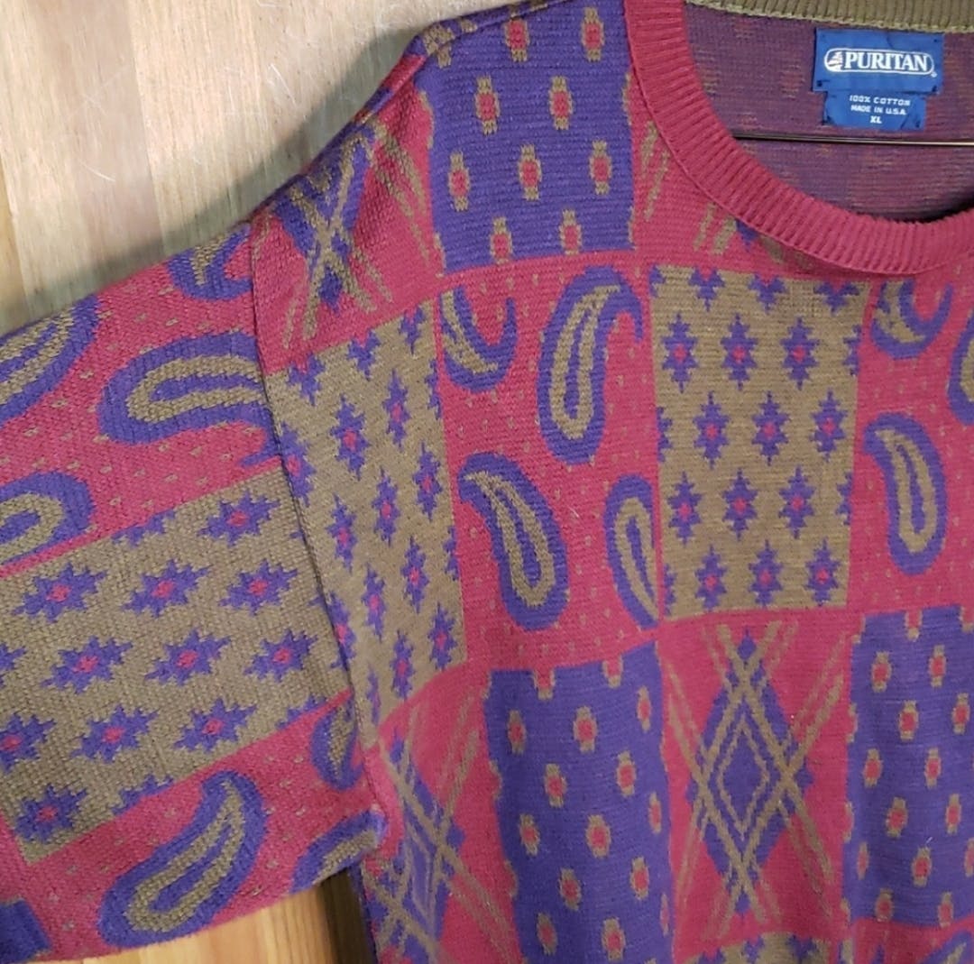 90's Paisley Print Mens Sweater by Puritan - Image 4
