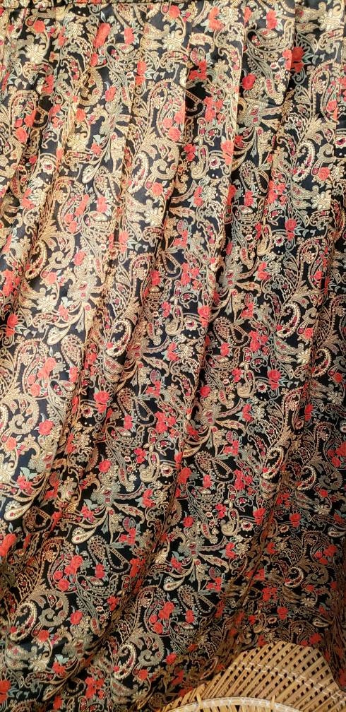 90s Paisley Red Roses Skirt Lg by Leslie Fay - Image 5