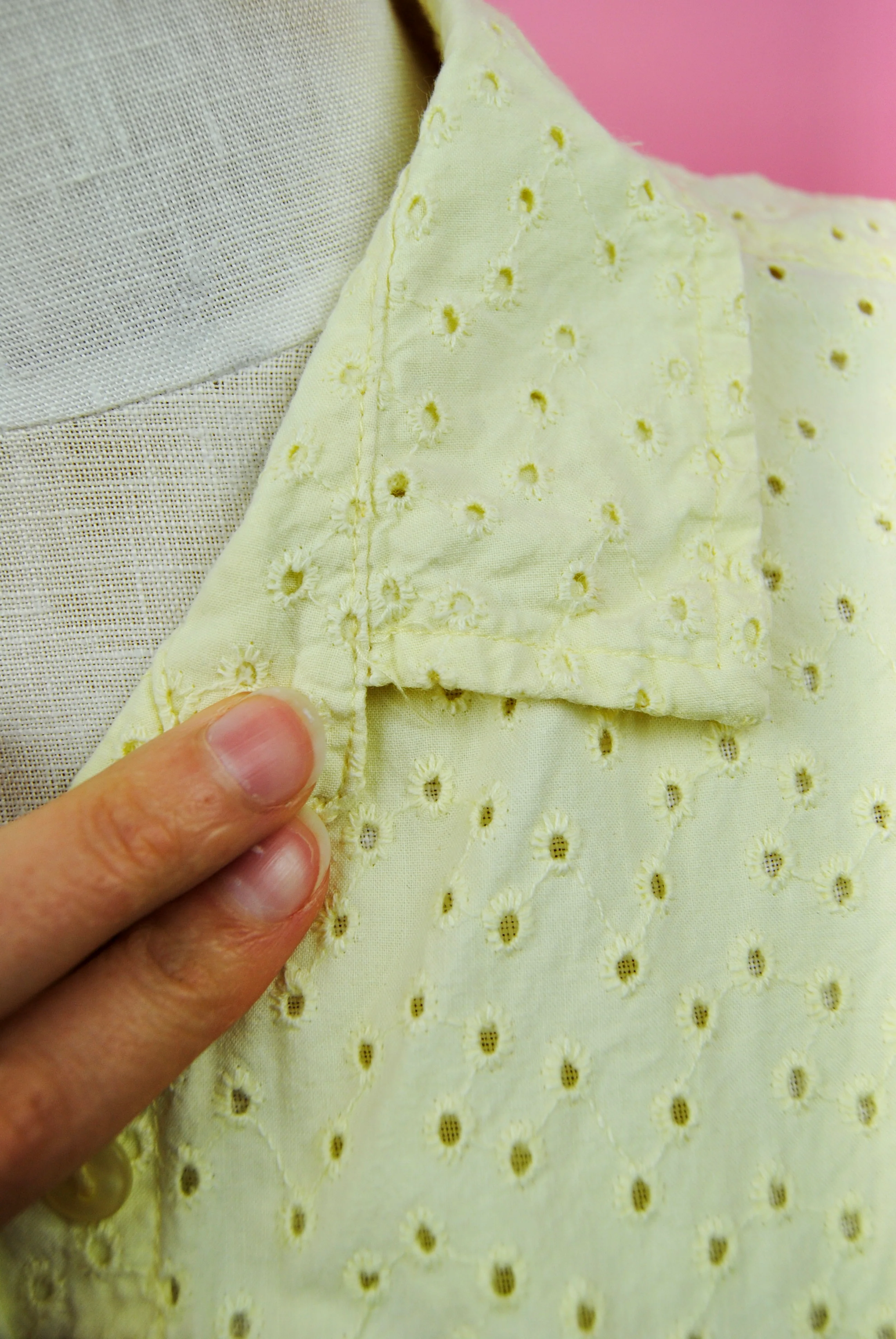 90s Pale Yellow Eyelet Crop Top By Speed Limit - Image 13