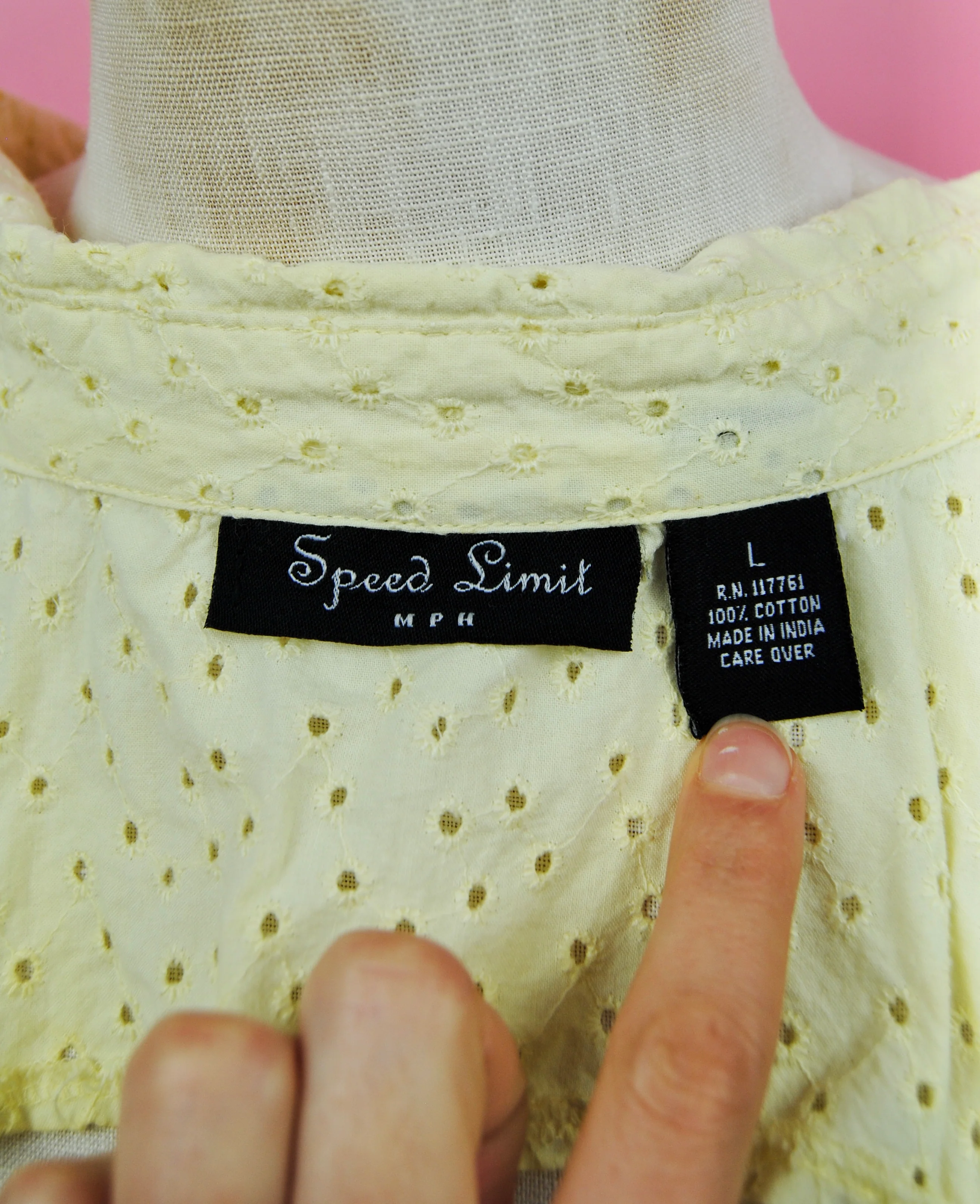 90s Pale Yellow Eyelet Crop Top By Speed Limit - Image 15