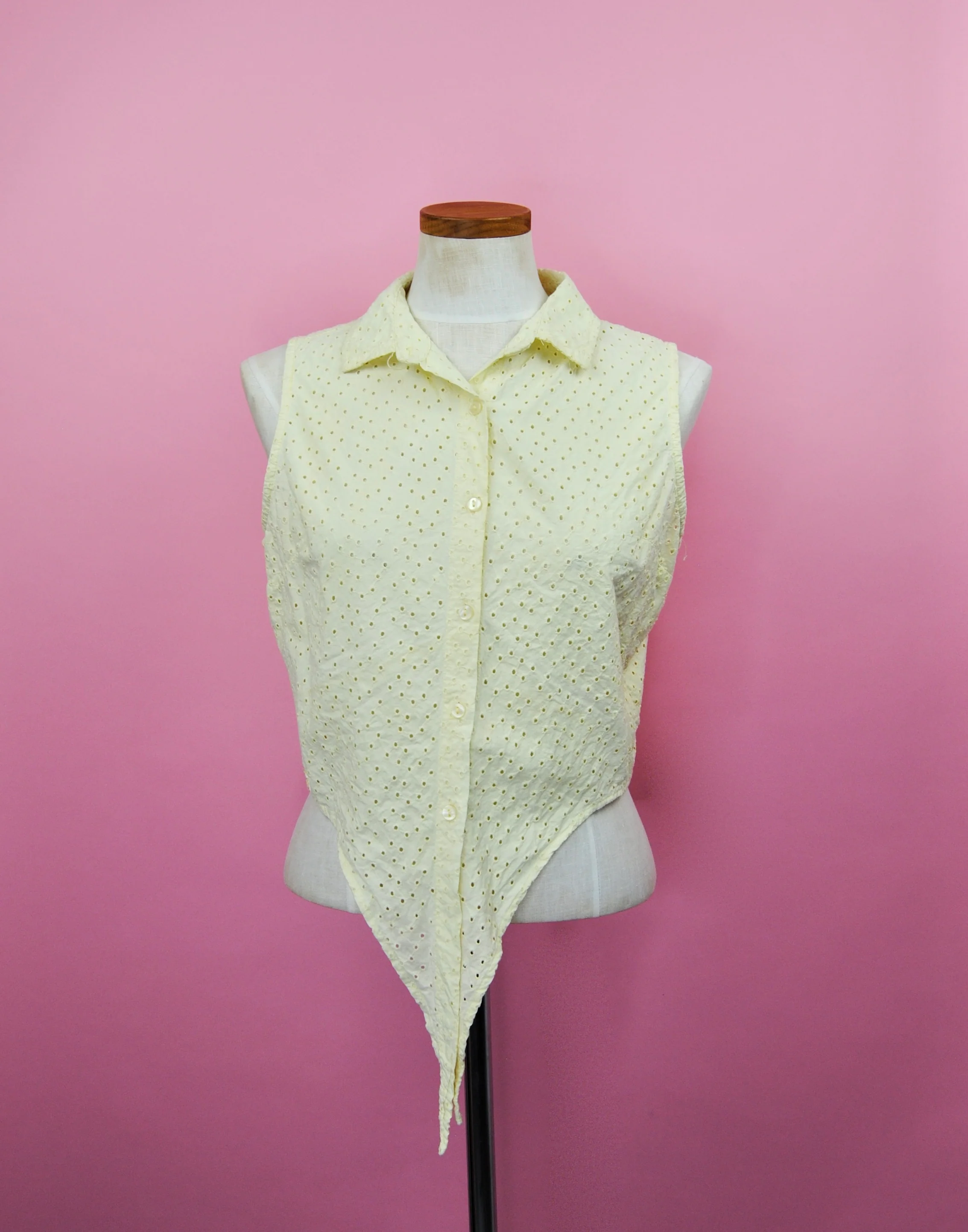 90s Pale Yellow Eyelet Crop Top By Speed Limit - Image 8