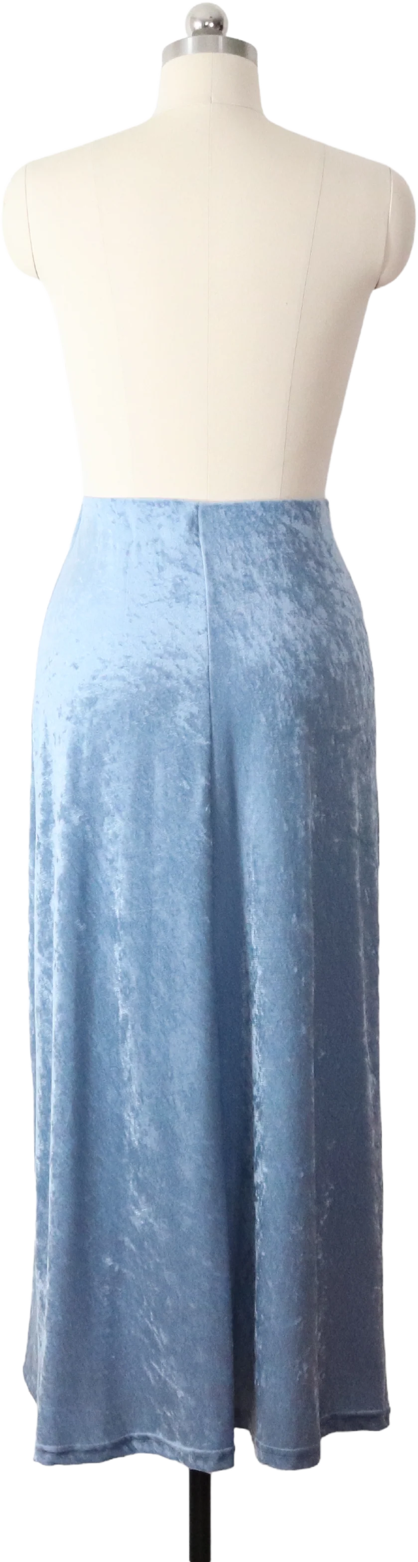 90s Pastel Sky Blue Crushed Velvet Maxi Skirt By Hanna - Image 2