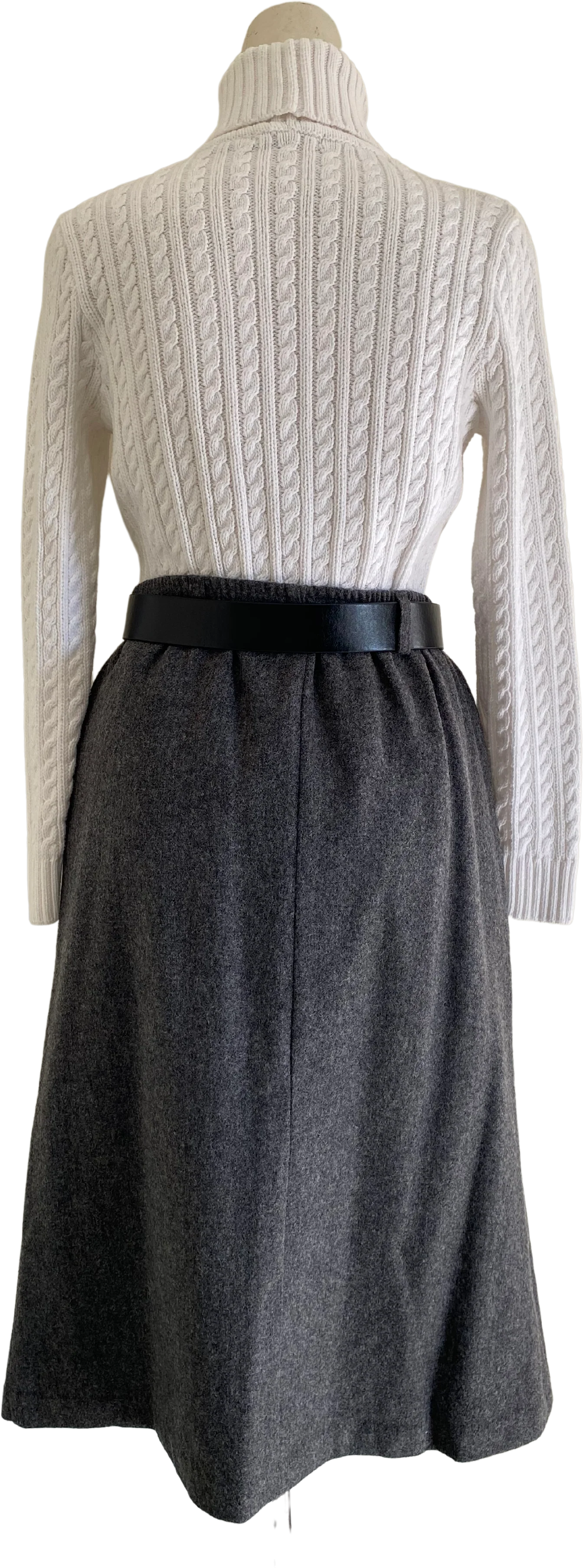 90s Petite Gray 100% Wool Midi A-line Skirt By Orvis - Image 2