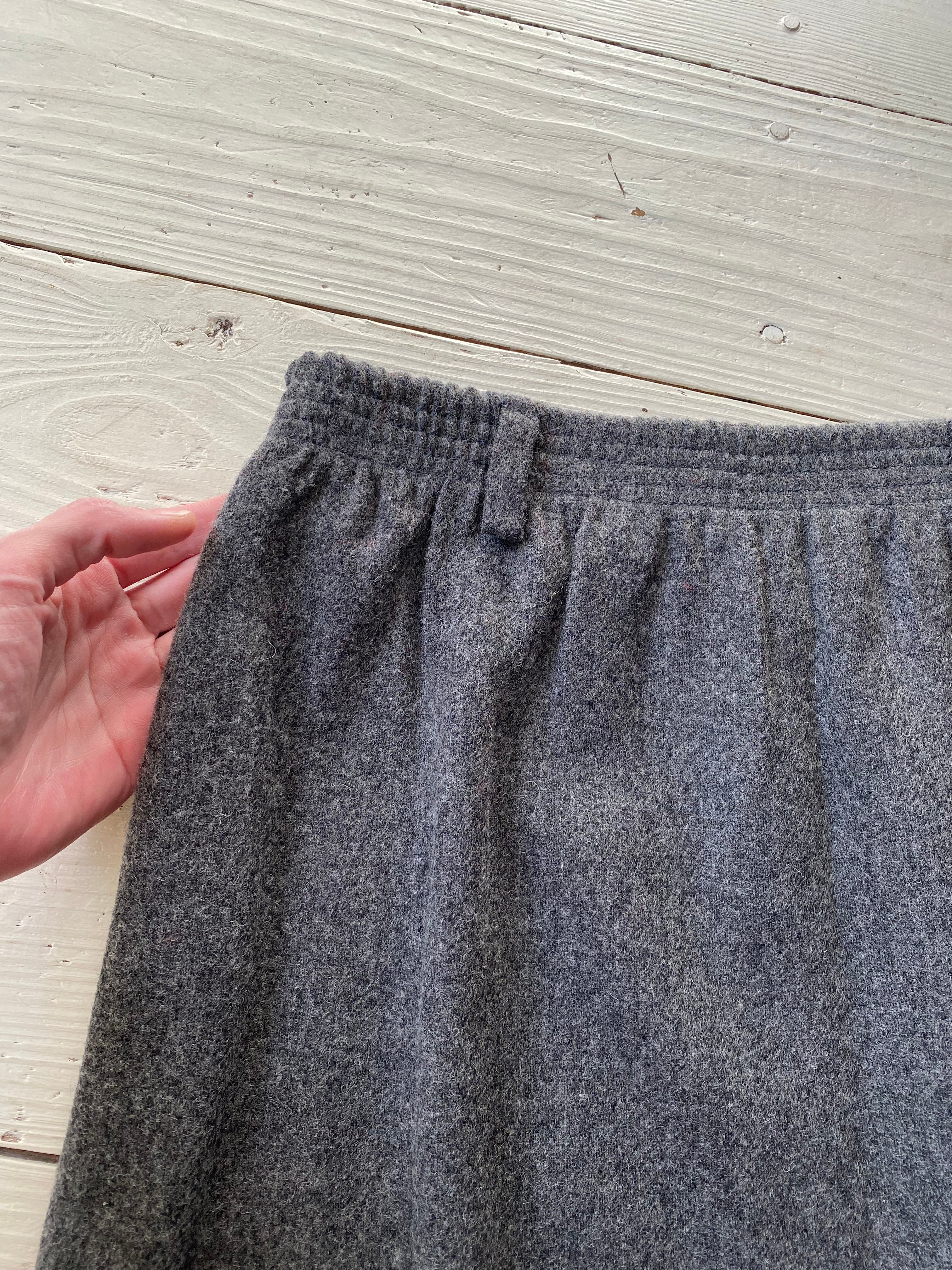 90s Petite Gray 100% Wool Midi A-line Skirt By Orvis - Image 5