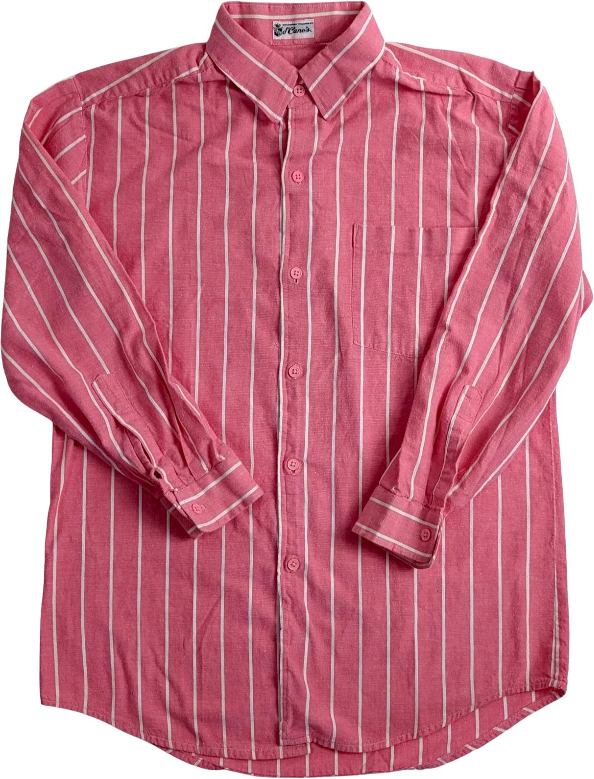 90s Pink and White Striped Long Sleeve Shirt by d'Canos