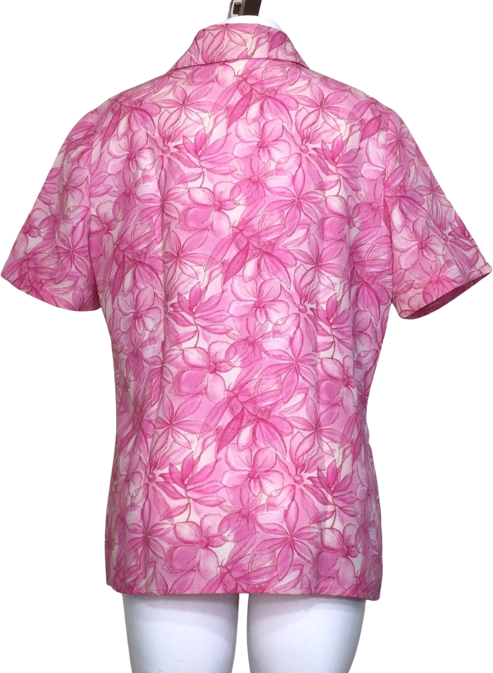 90s Pink Floral Short Sleeve Button Up Blouse By C'supo - Image 2