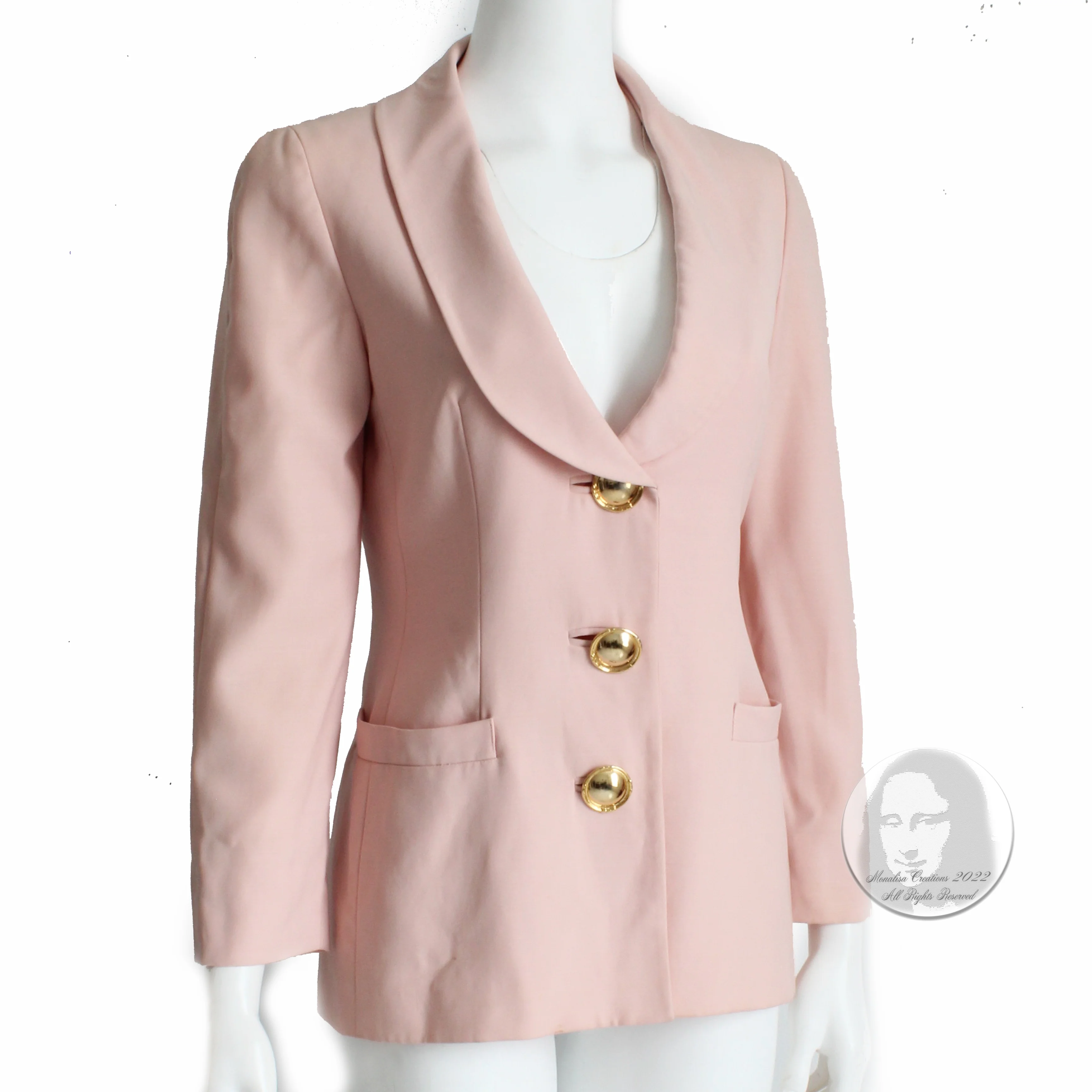 90s Pink Jacket Blazer Wool Gabardine Retro By Genny Italy - Image 4