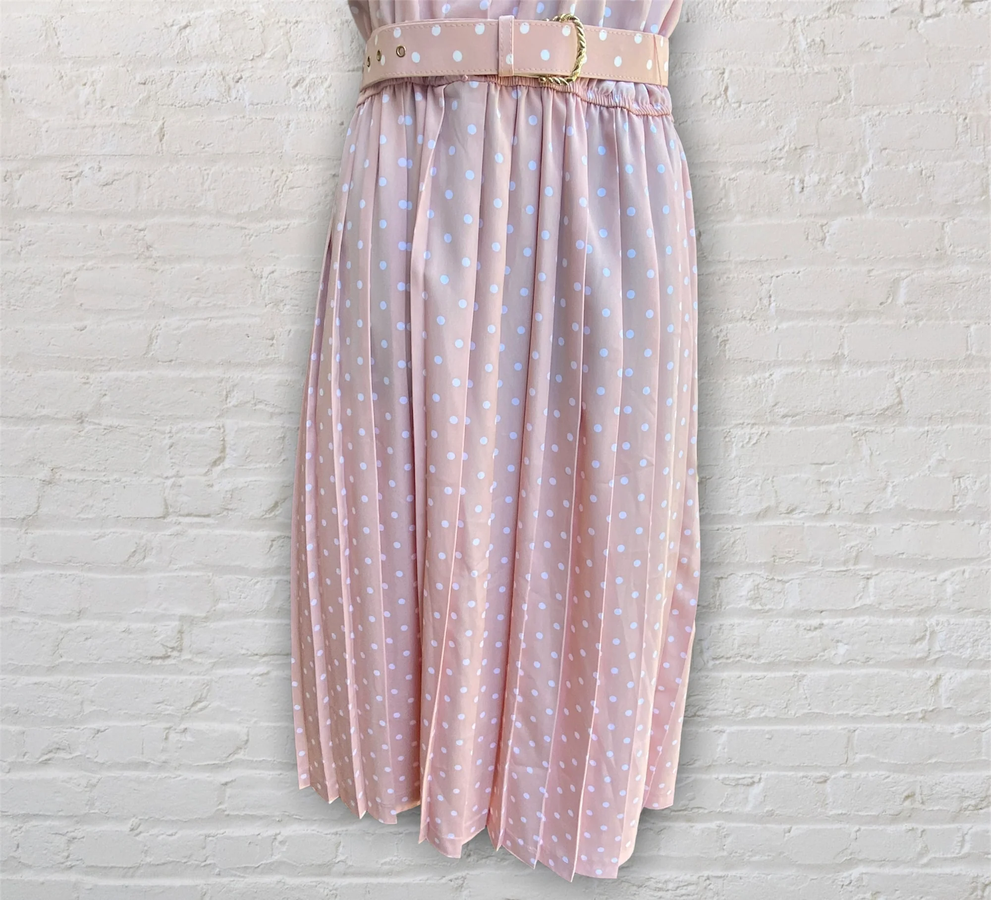 90s Pink Polka Dot Dress By Leslie Fay - Image 4