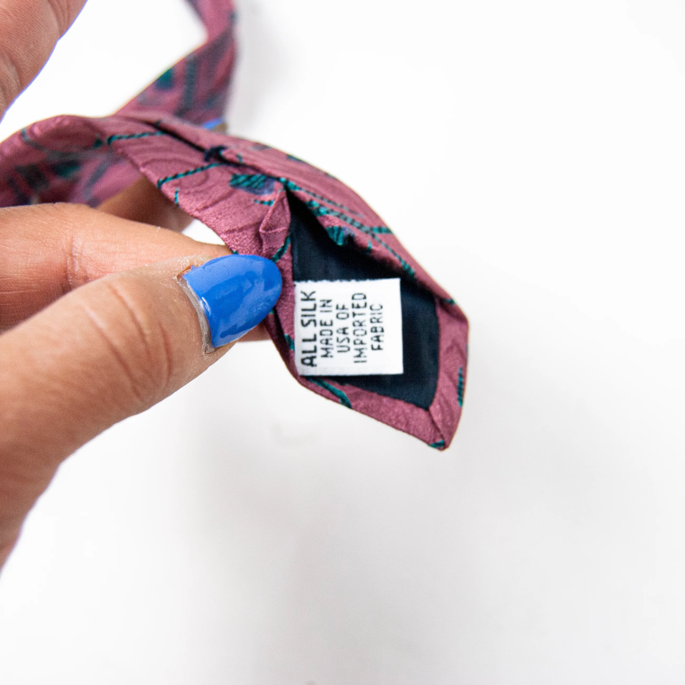 90s Pink Silk Abstract Geometric Tie By Fashion Bar - Image 5