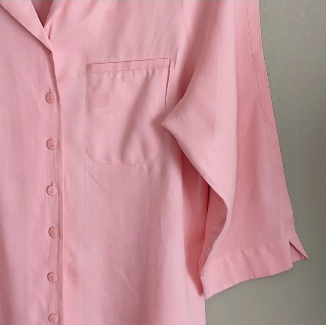 90's Pink Silk Button Up Top by Anna & Frank - Image 3