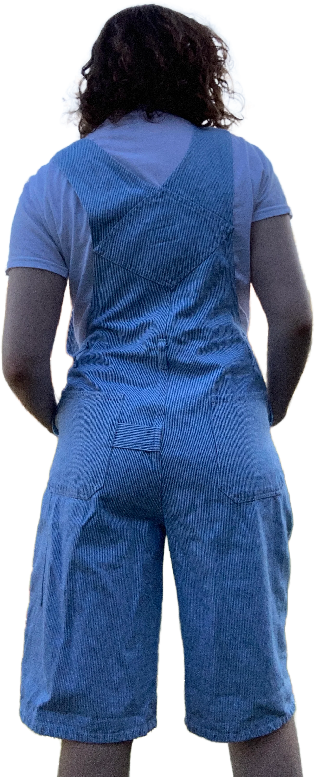 90s Pinstripe Denim Short Overalls By Vanilla Spice - Image 2