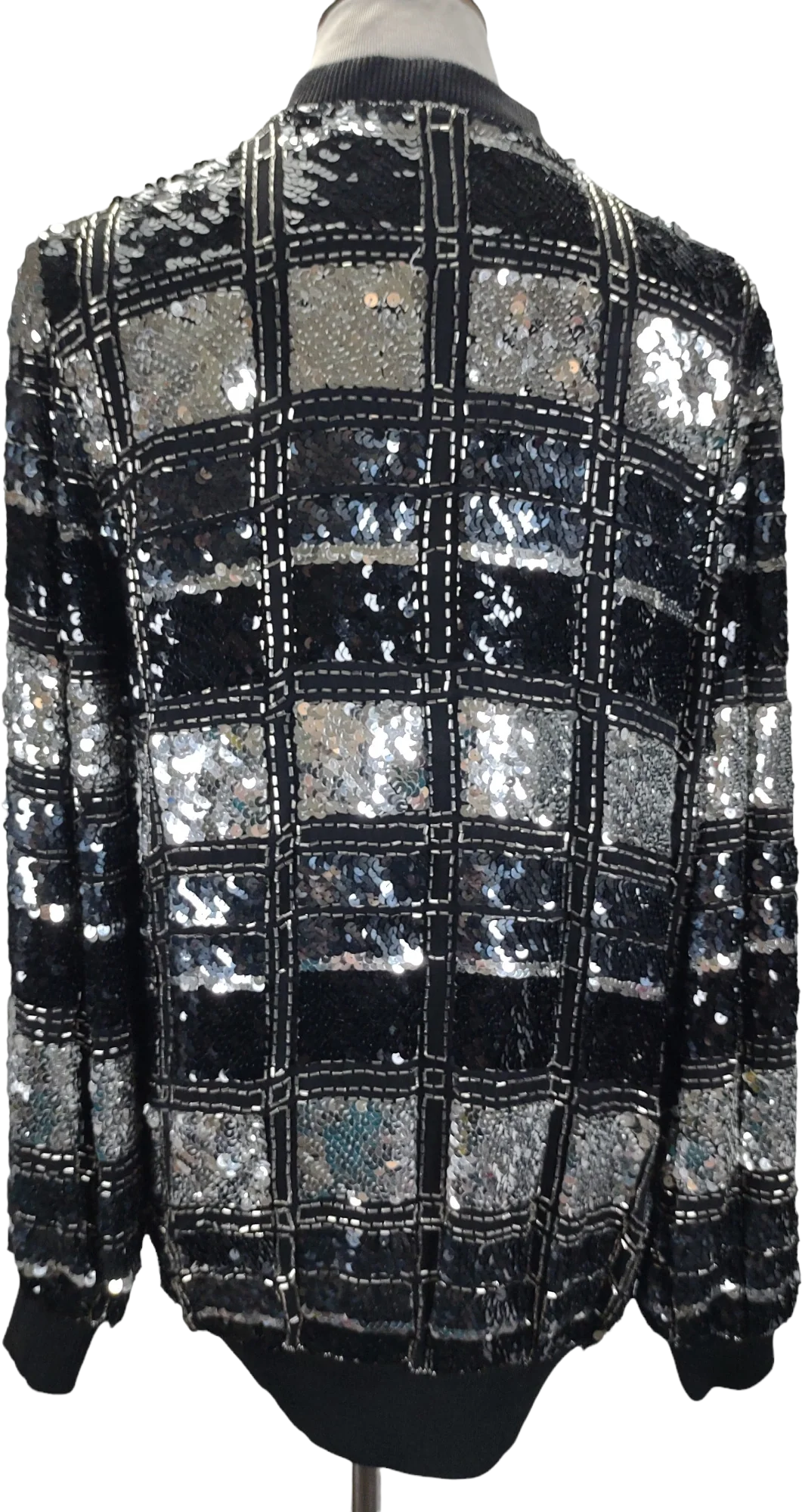 90s Plaid Sequin Long Sleeve Jacket Coatigan - Image 2