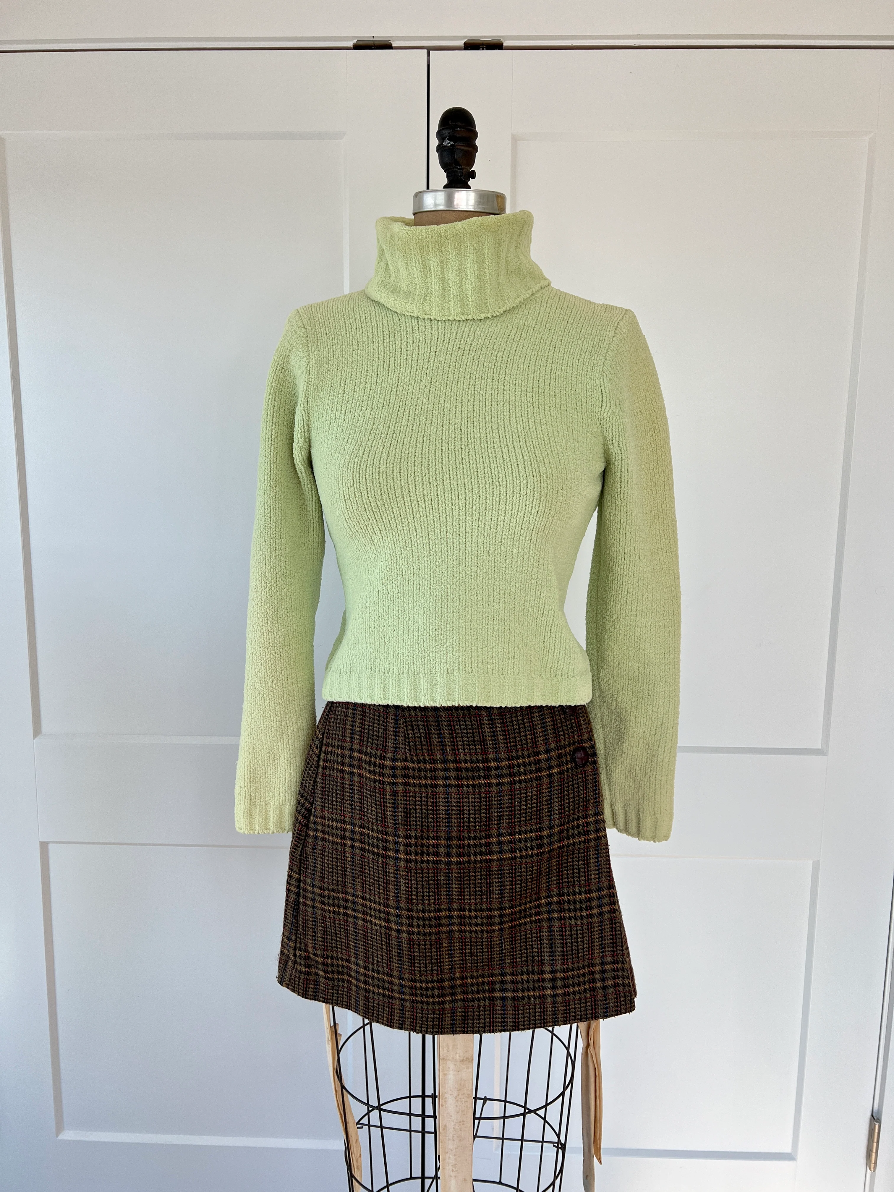 90s Plaid Wool Mini Skirt By A. Byer California - Image 4