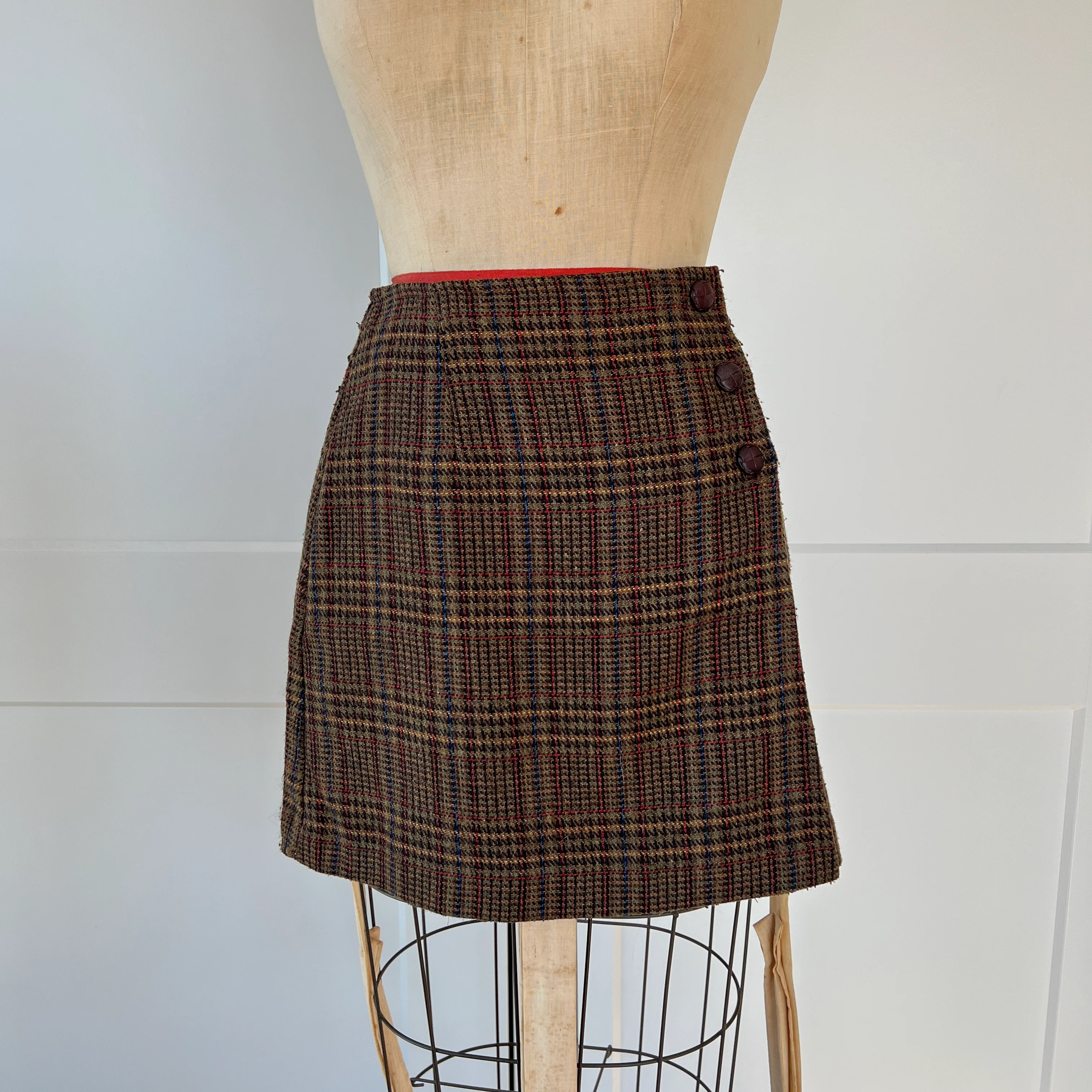 90s Plaid Wool Mini Skirt By A. Byer California - Image 5