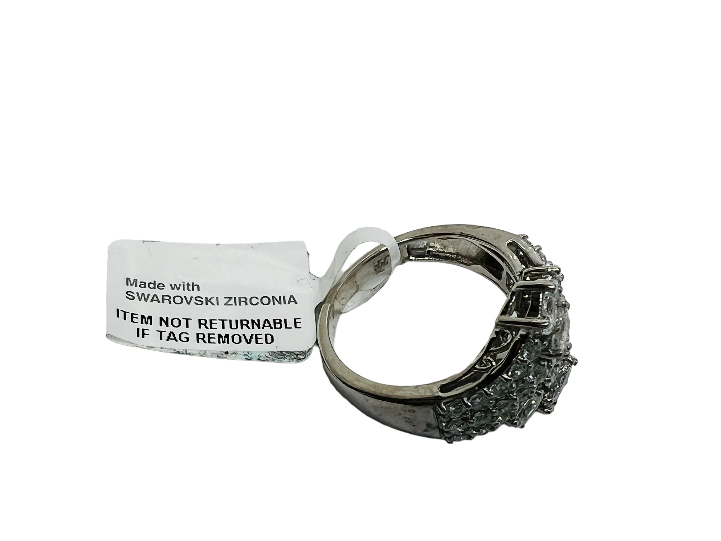 90s Platinum Over Sterling Statement Ring Swarovski Cz By J Francis - Image 10