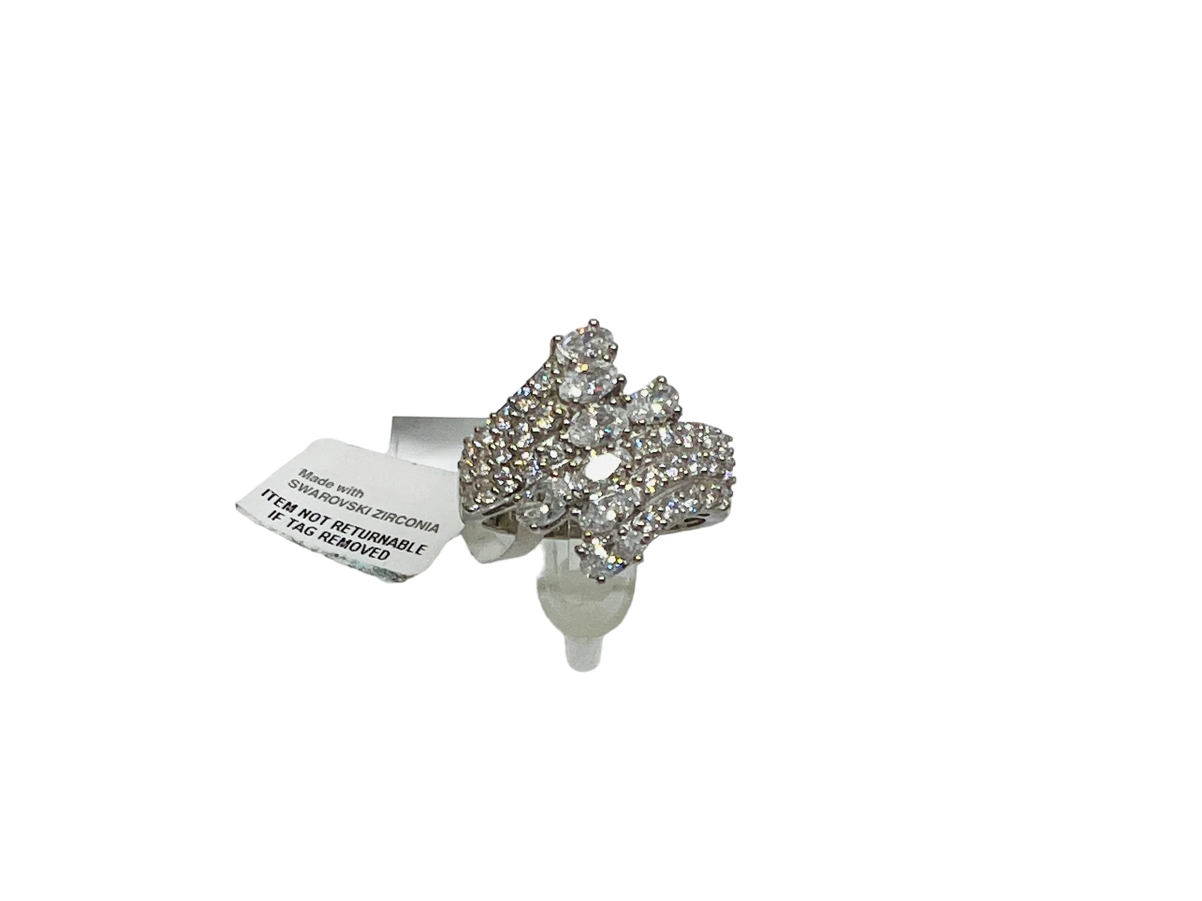 90s Platinum Over Sterling Statement Ring Swarovski Cz By J Francis - Image 11