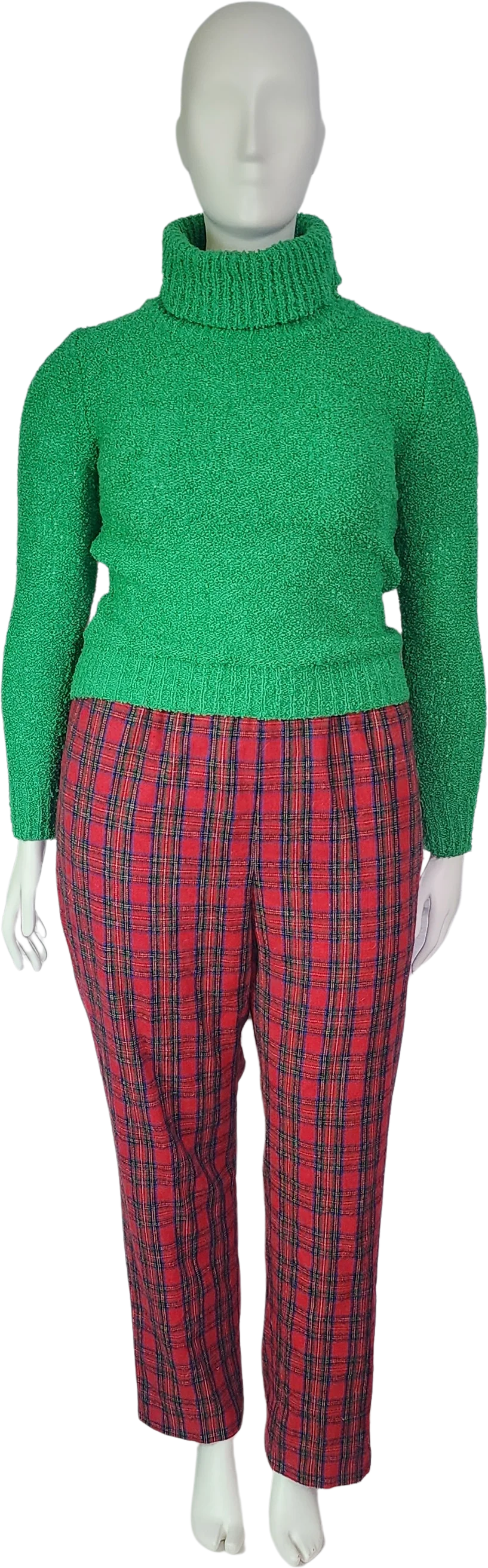 90s Plus Size Red Plaid Trouser Pants Elastic Waist By The Tog Shop