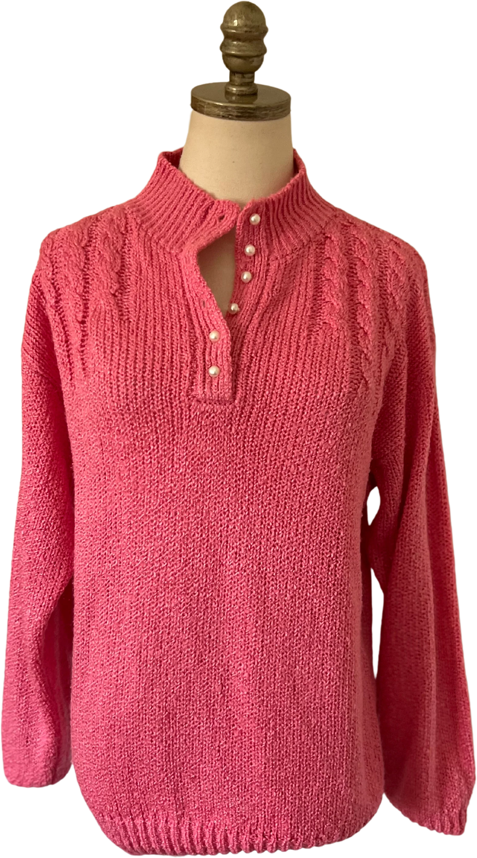 90s Preppy Pink Knit Sweater By Center Aisle - Image 7