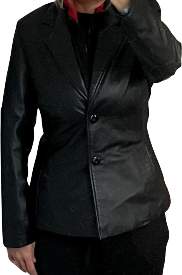 90s Pristine Vintage Leather 2 Button Blazer Jacket by  Wilson's Leather - Image 3